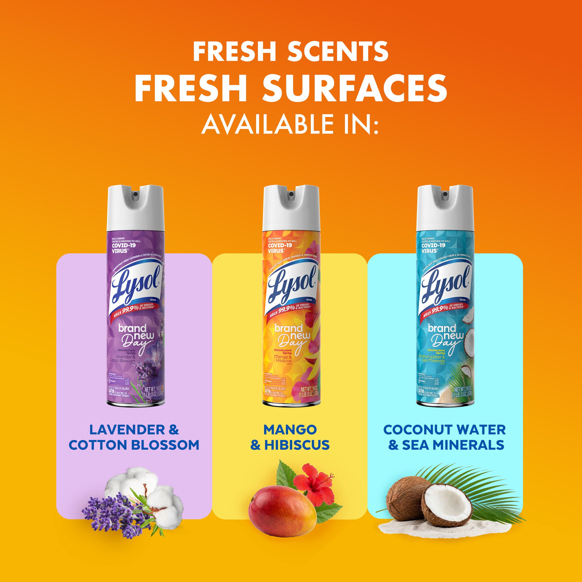Lysol Brand New Day Disinfectant Spray Mango & Hibiscus 19 oz