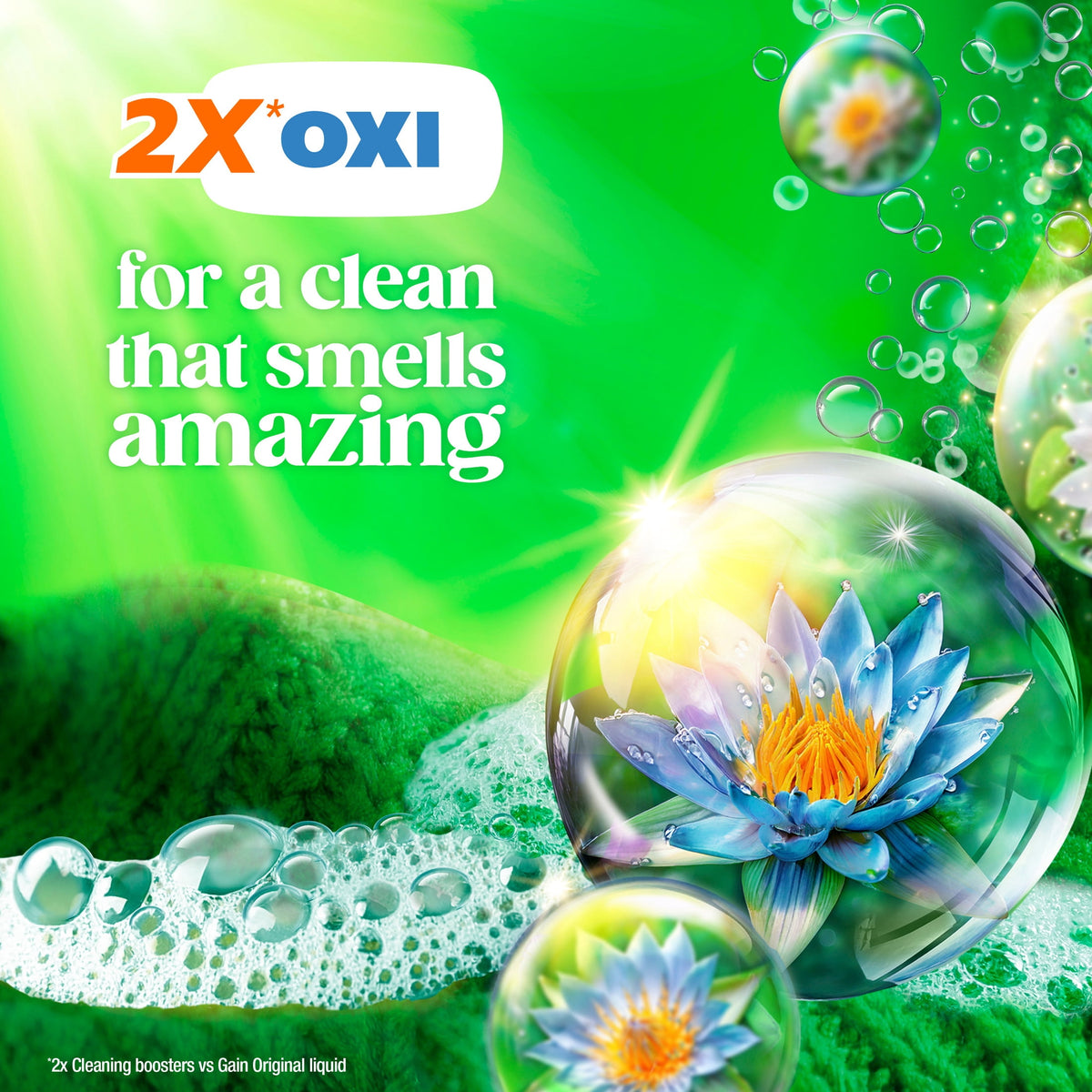 Gain Flings 4-in-1 Oxi Boost Febreze Laundry Detergent Pacs Waterfall Delight 60 Count