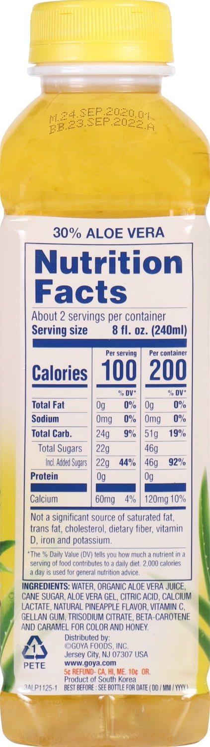 Goya Aloe Vera Drink Pineapple 16.9 fl oz Bottle
