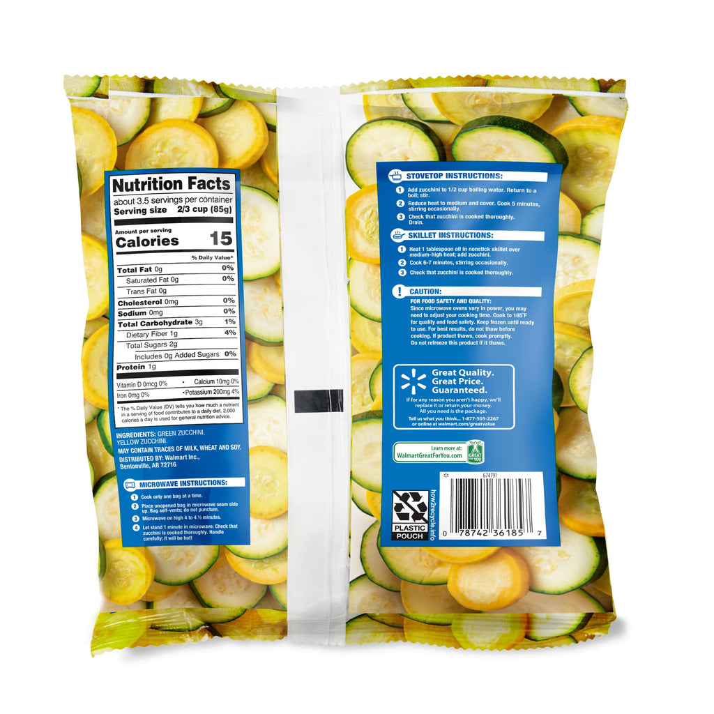 Great Value Frozen Zucchini Blend Yellow Green Sliced 10 Oz
