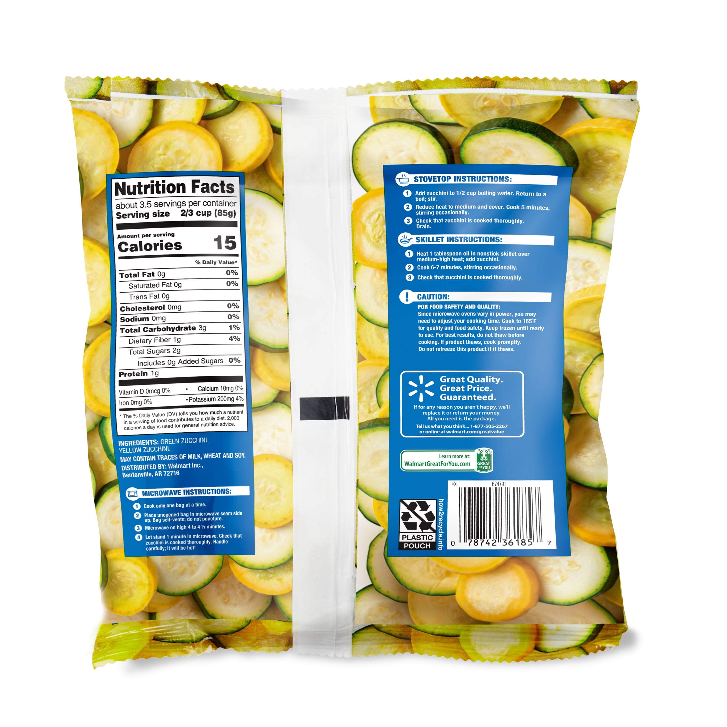 Great Value Frozen Zucchini Blend Yellow Green Sliced 10 Oz