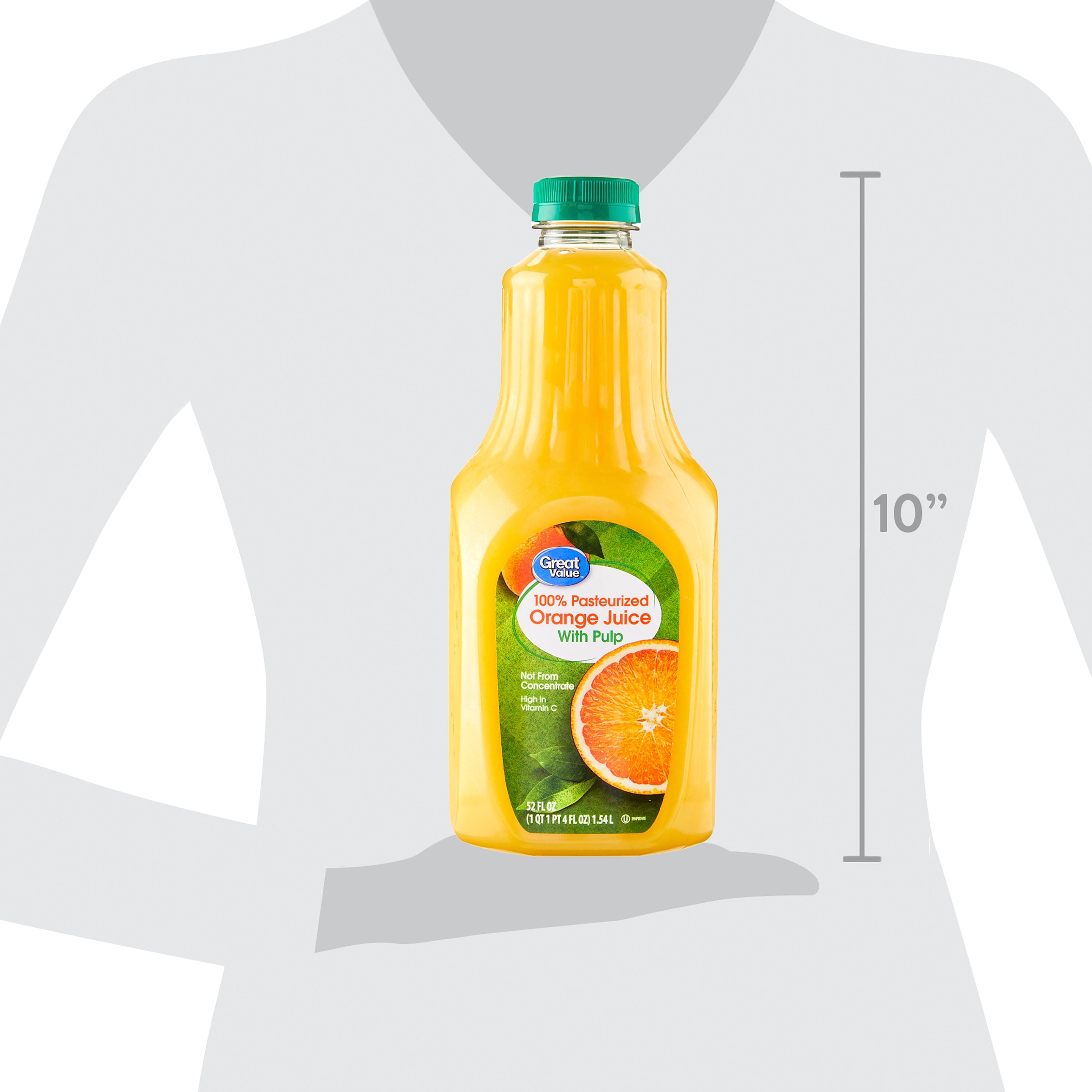 Great Value 100% Pasteurized Orange Juice With Pulp 52 fl oz
