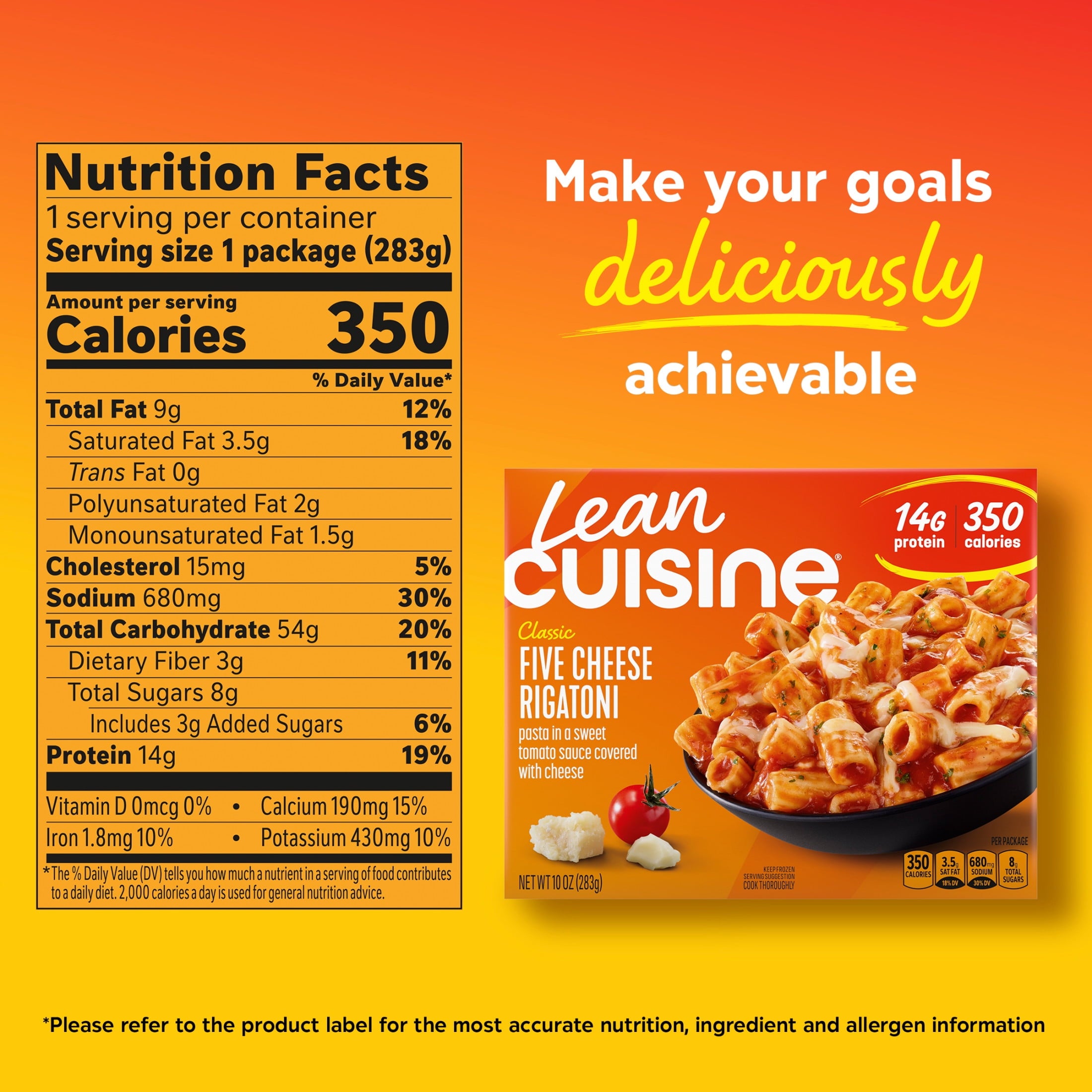 Lean Cuisine Five Cheese Rigatoni Frozen Meal 10 Oz