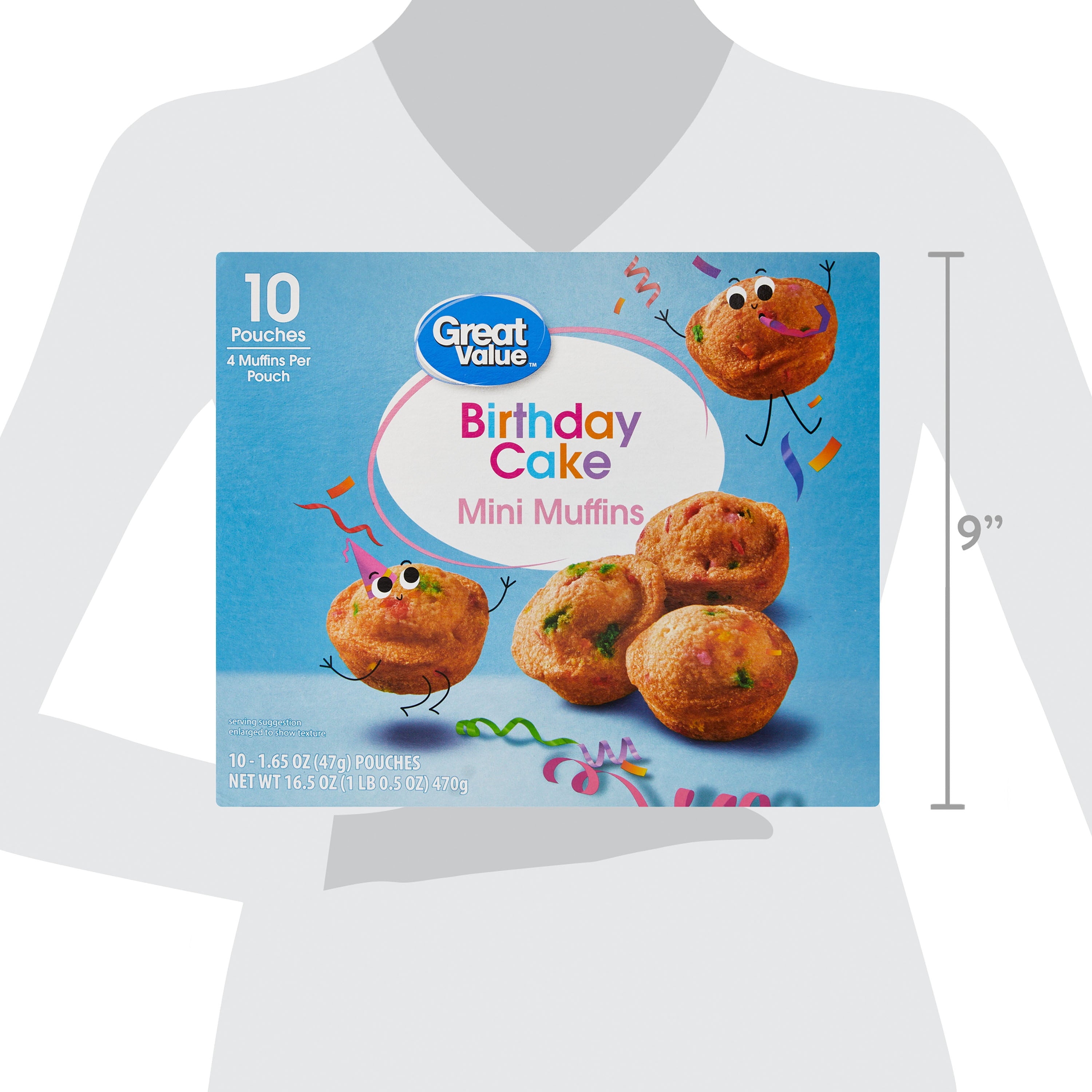 Birthday Cake Mini Muffins 1.65 Oz 10 Count Great Value