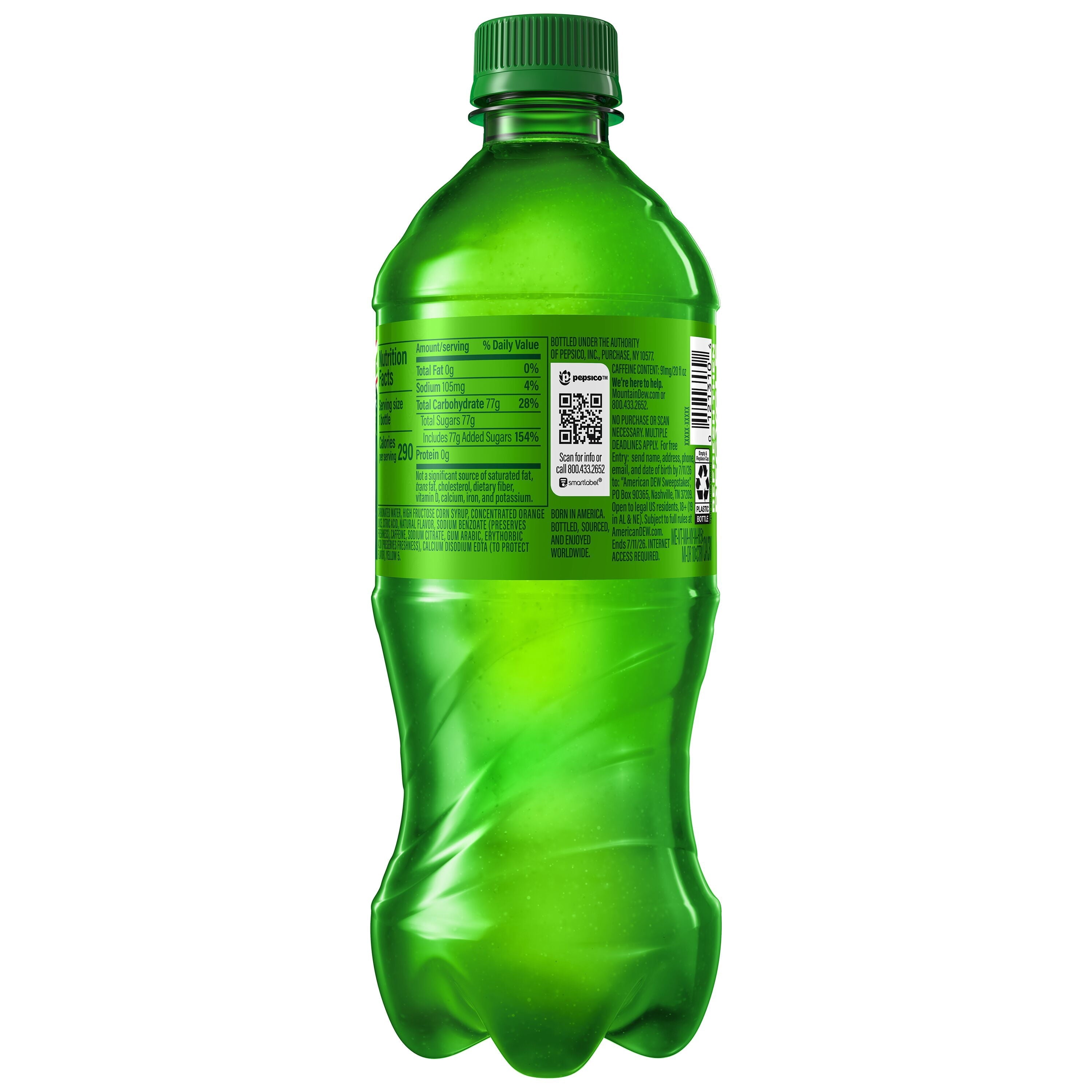Mountain Dew Citrus Soda Pop Bottle 20 Fl Oz Single