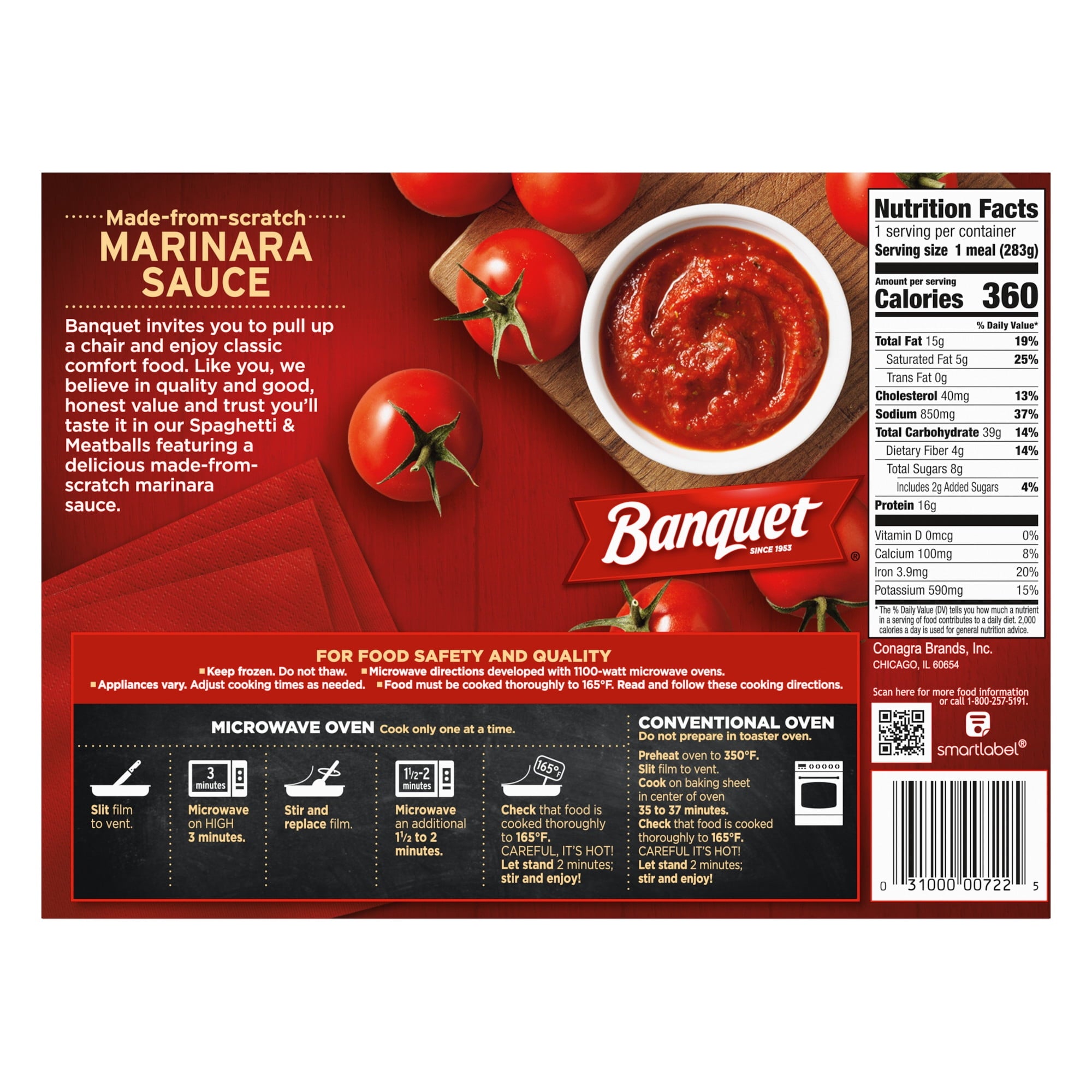 Banquet Spaghetti and Meatballs Frozen Meal 10 Oz
