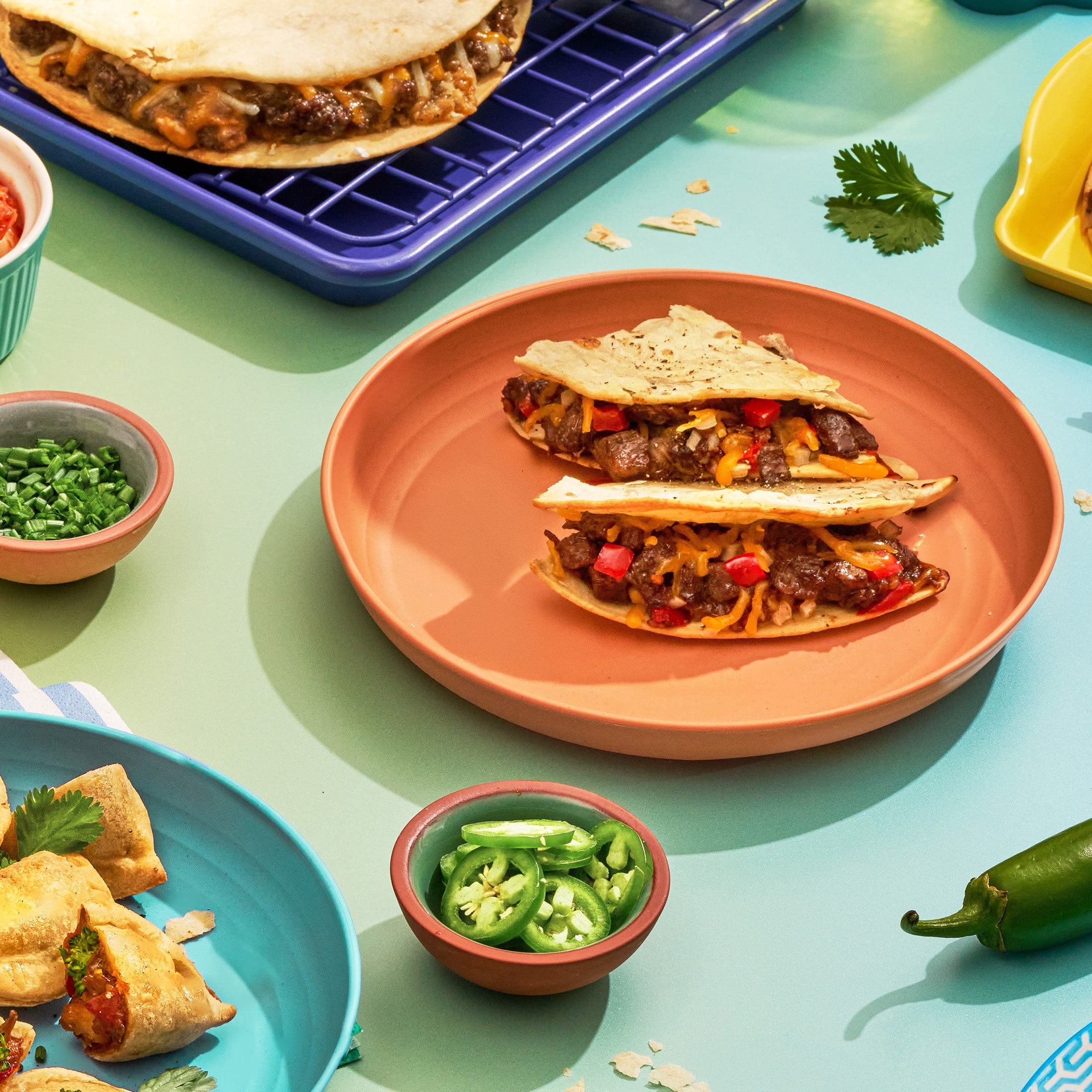 Mad Genius Korean BBQ Quesadillas Beef Cheddar Frozen 14 Oz