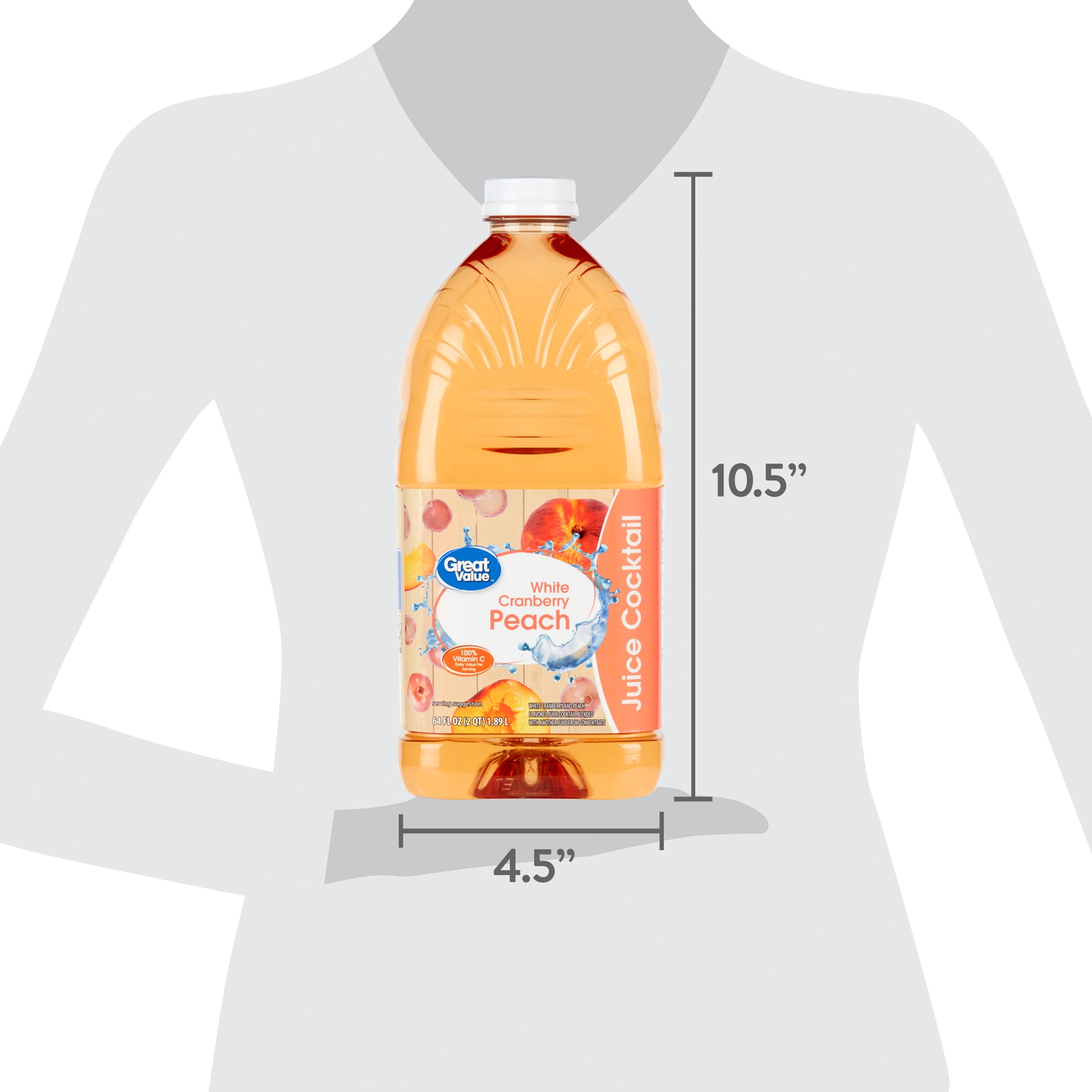 Great Value White Cranberry Peach Juice Cocktail 64 fl oz Bottle