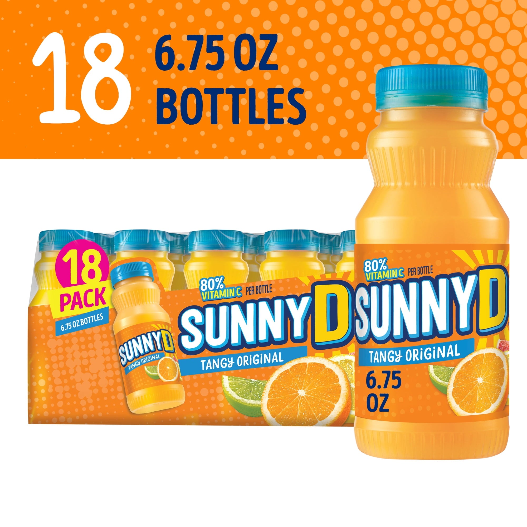 SunnyD Tangy Original Shelf Stable Orange Juice Drink 6.75 fl oz 18 Count 3 Pack
