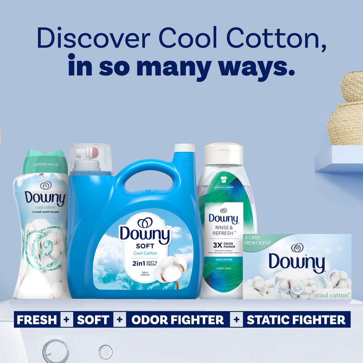 Downy Liquid Fabric Softener Cool Cotton Scent 140 fl oz 190 Loads