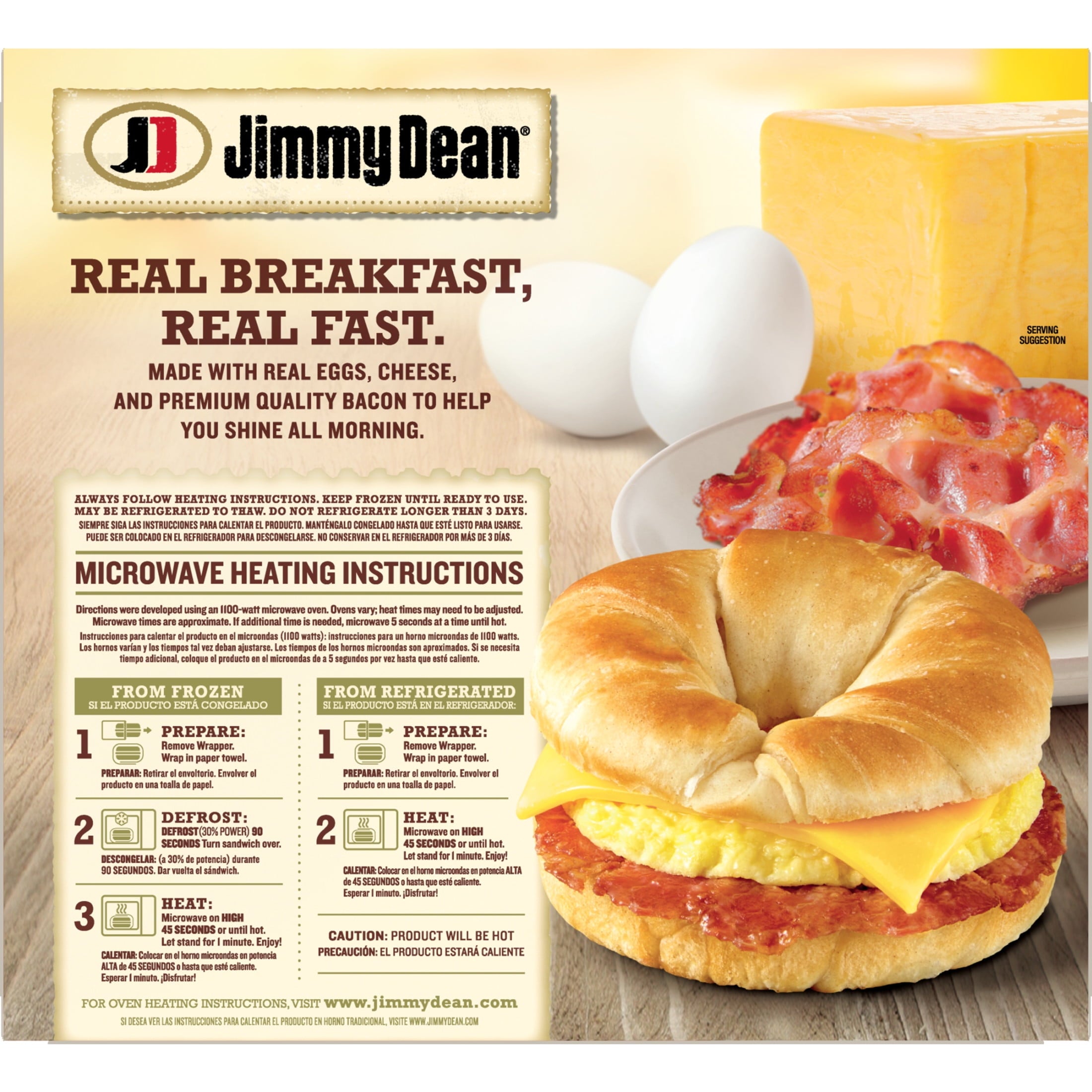 Jimmy Dean Bacon Egg & Cheese Croissant Sandwich Frozen 8 Count 28.8 Oz