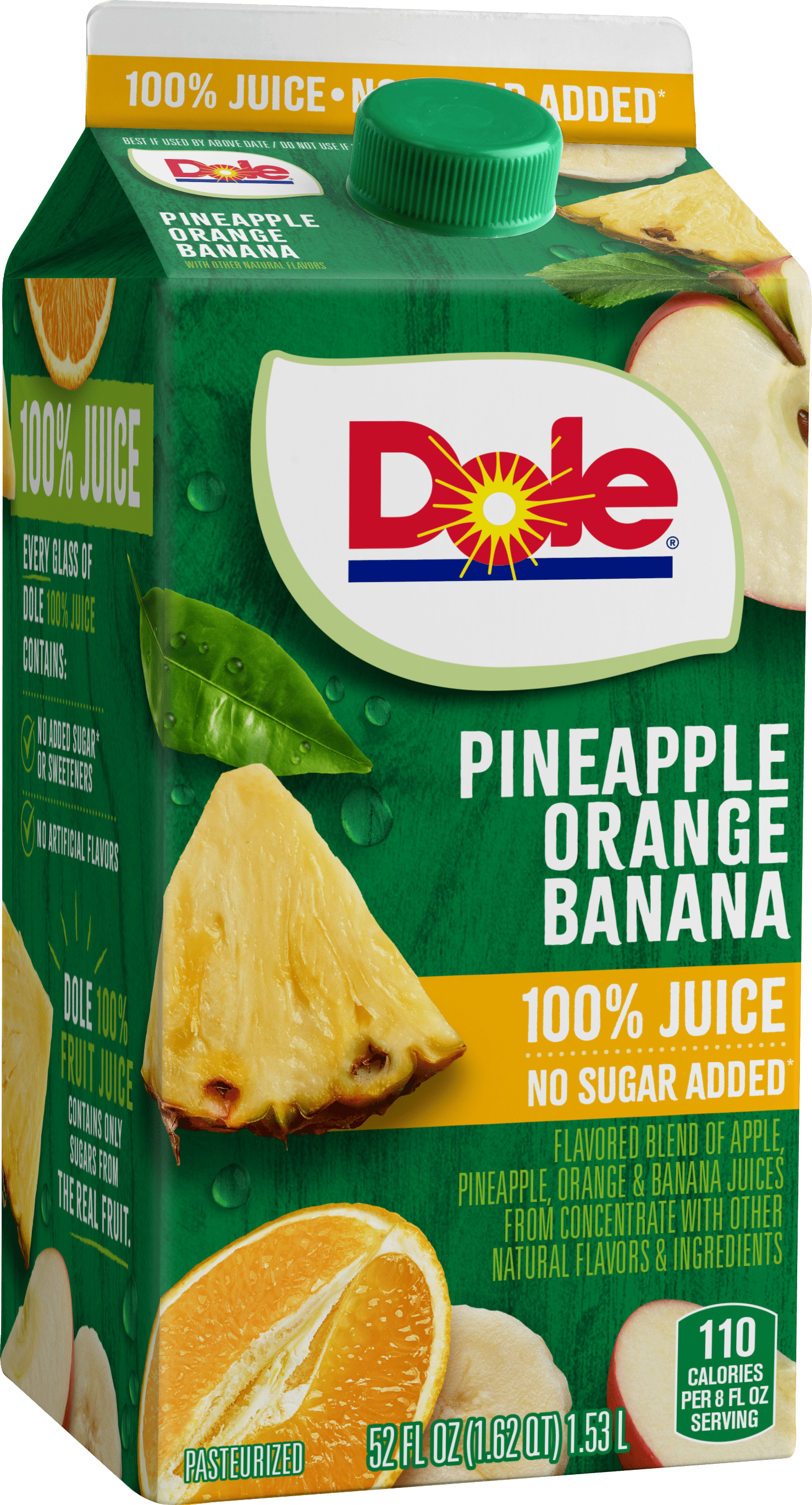 Dole 100% Pineapple Orange Banana Juice Pulp-Free Chilled 52 fl oz