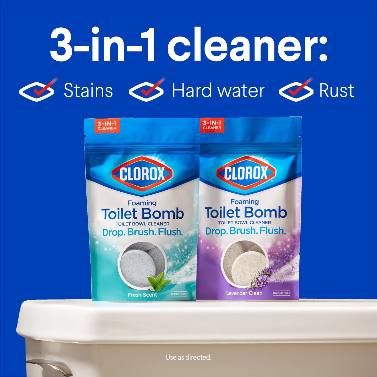 Clorox Foaming Toilet Bomb Bleach Free Lavender Clean 5 Count