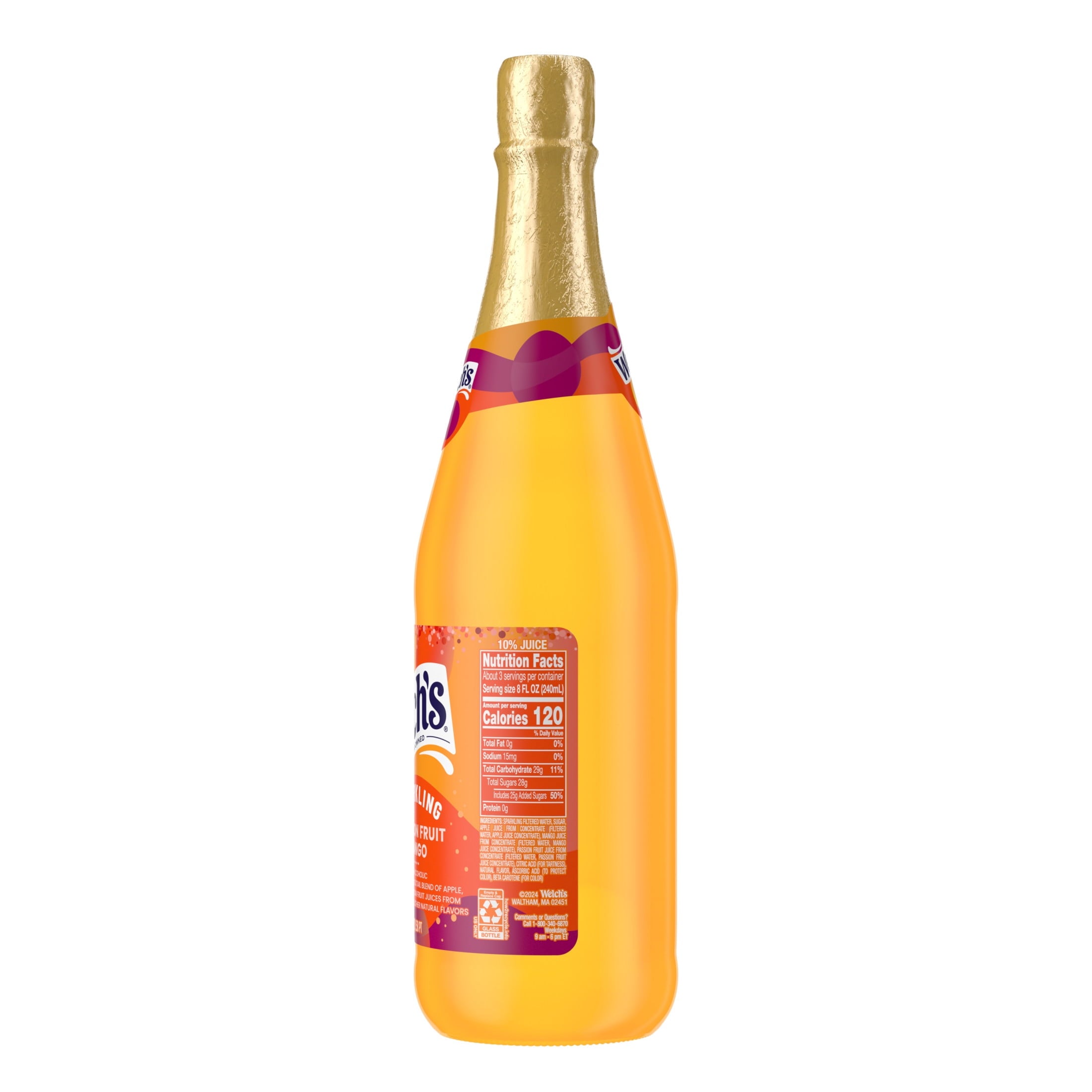 Welch's Passion Fruit Mango Sparkling Juice Cocktail 25.4 fl oz Bottle