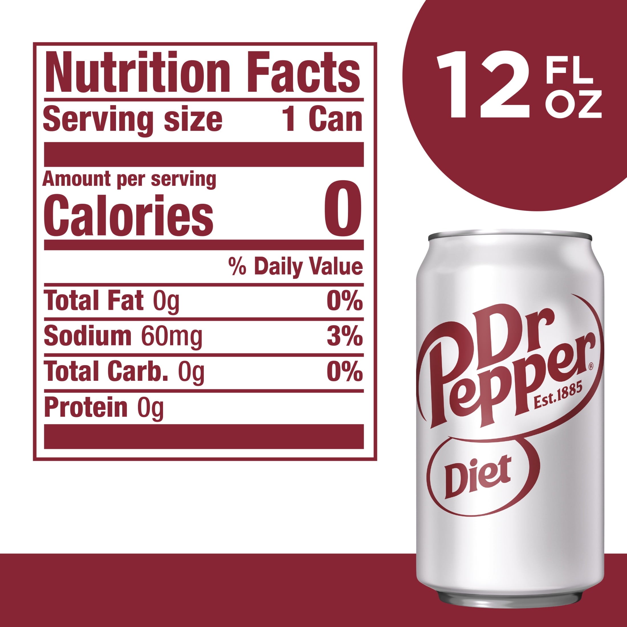 Diet Dr Pepper Soda Pop Cans 12 Fl Oz 12 Pack