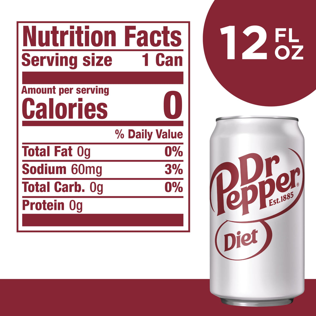 Diet Dr Pepper Soda Pop Cans 12 Fl Oz 24 Pack