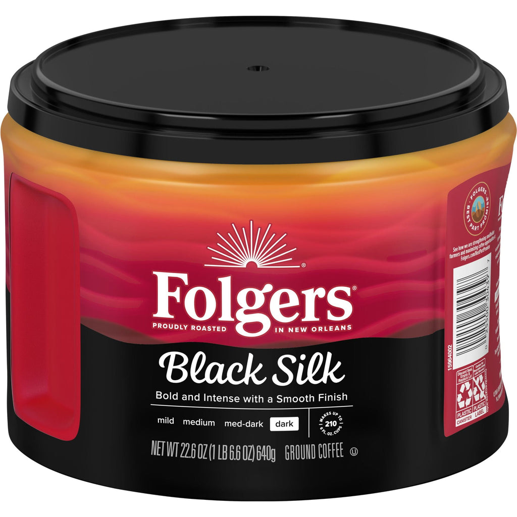 Folgers Black Silk Dark Roast Ground Coffee 22.6 oz Canister