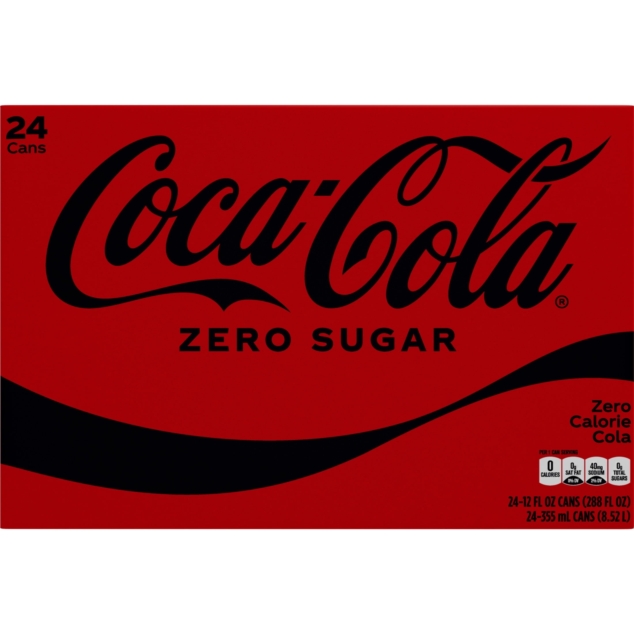 Zero Sugar Soda Pop Cans 12 Fl Oz 24 Pack Coca-Cola
