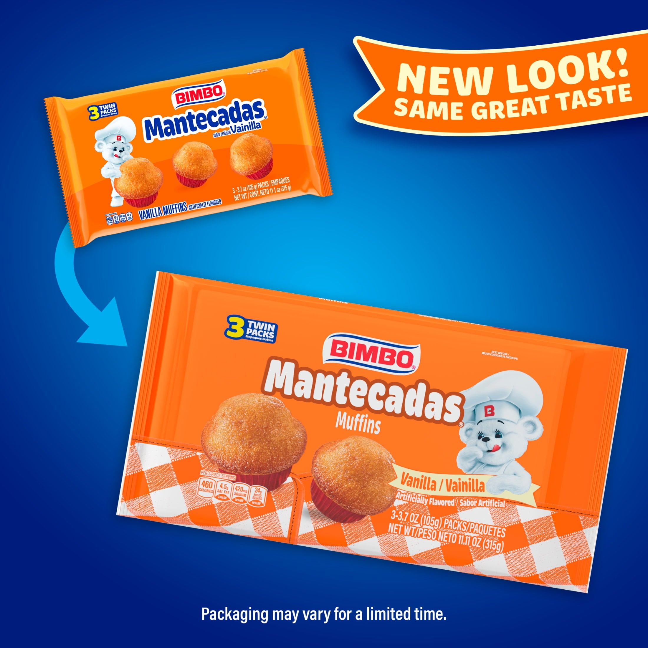 Mantecadas Vanilla Muffins 11.1 Oz 3 Count Bimbo
