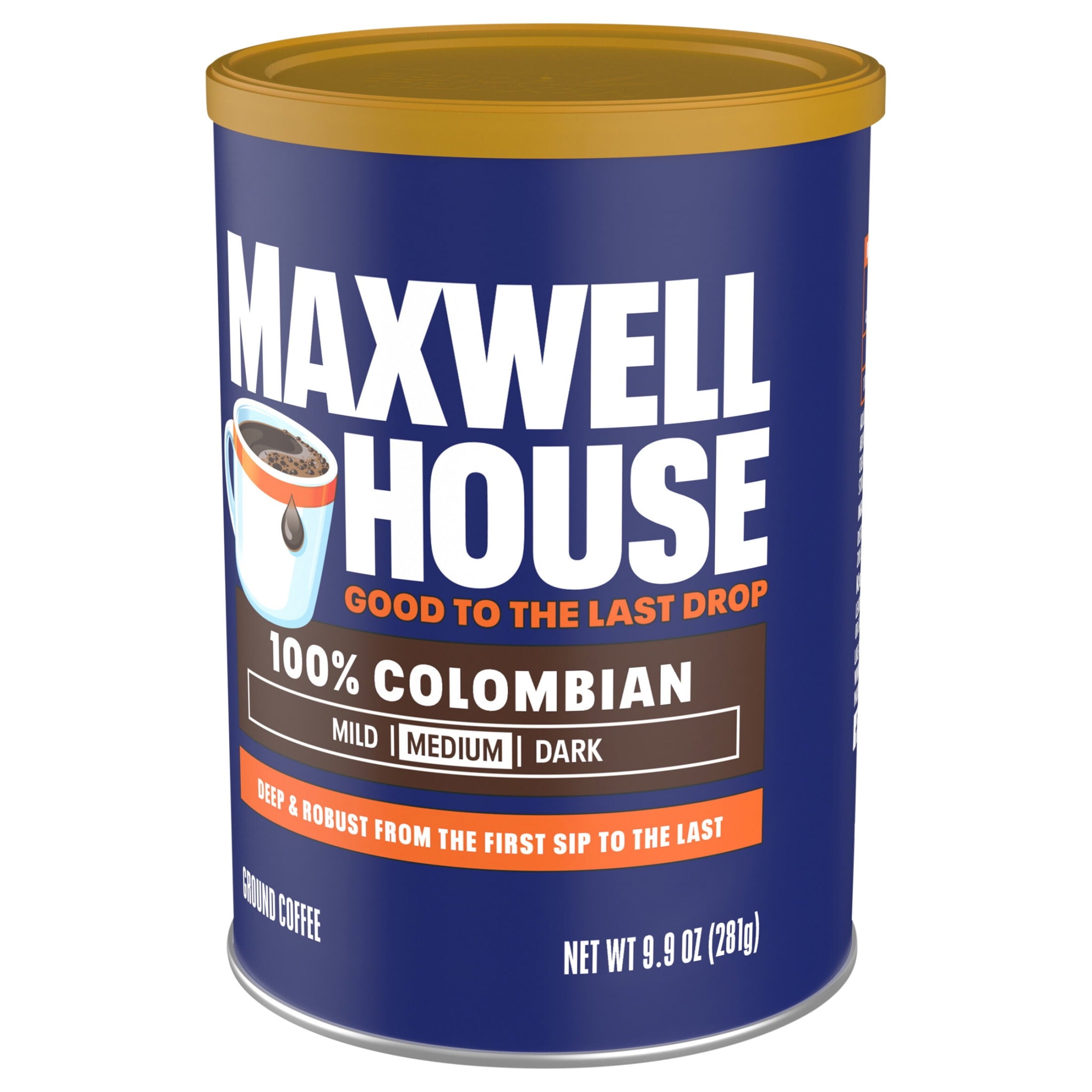 Maxwell House 100% Colombian Naturally Caffeinated Medium Roast Ground Coffee 9.9 oz Canister