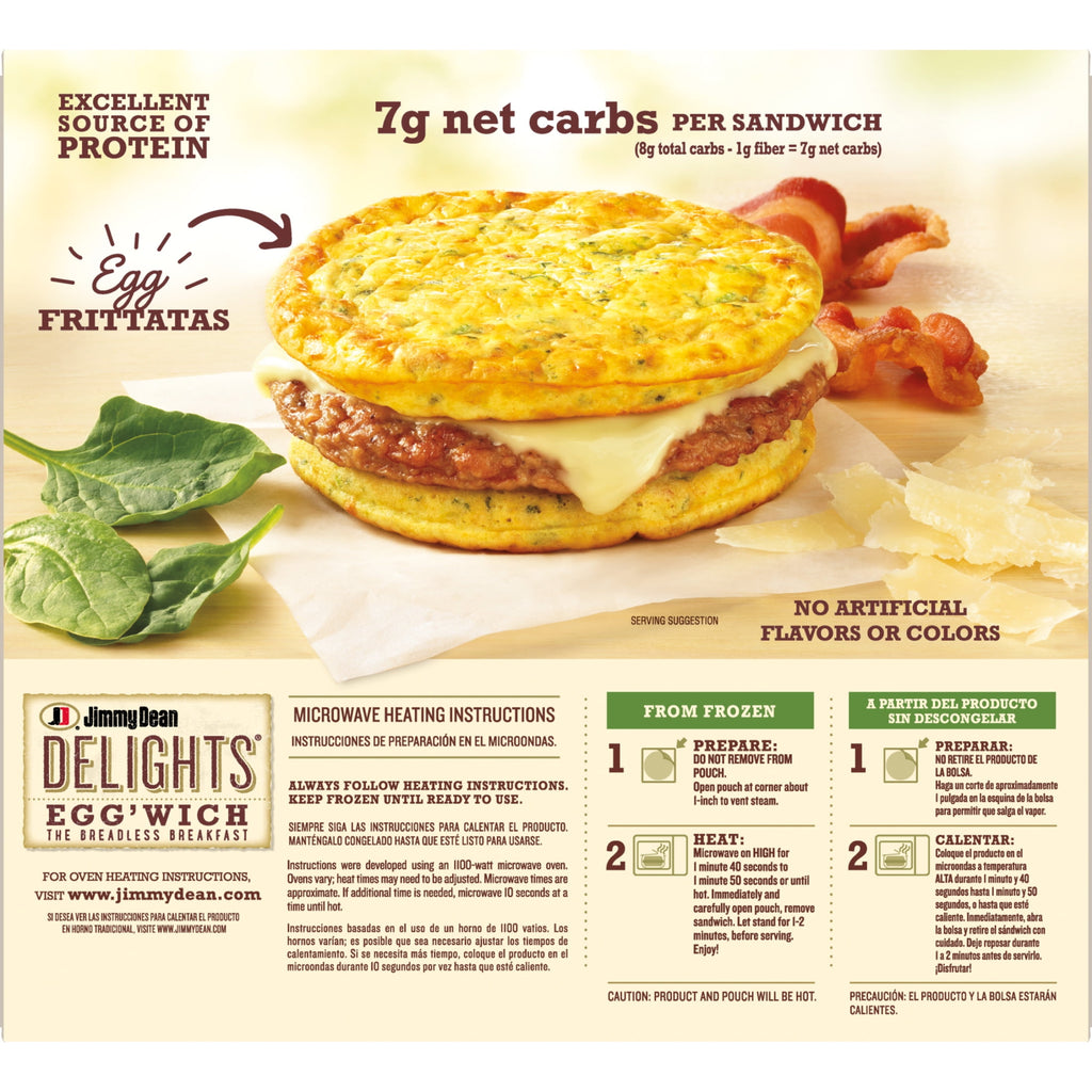 Jimmy Dean Delights Egg'wich Parmesan Egg Frittatas Turkey Sausage Cheese Frozen 4 Count
