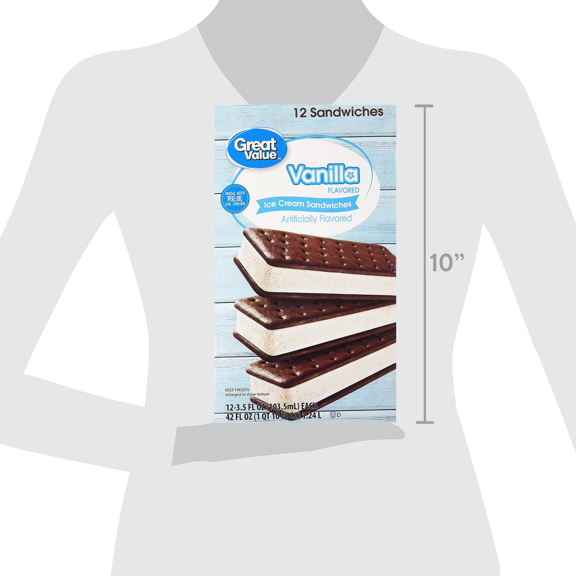 Great Value Vanilla Ice Cream Sandwiches 42 Fl Oz 12 Count