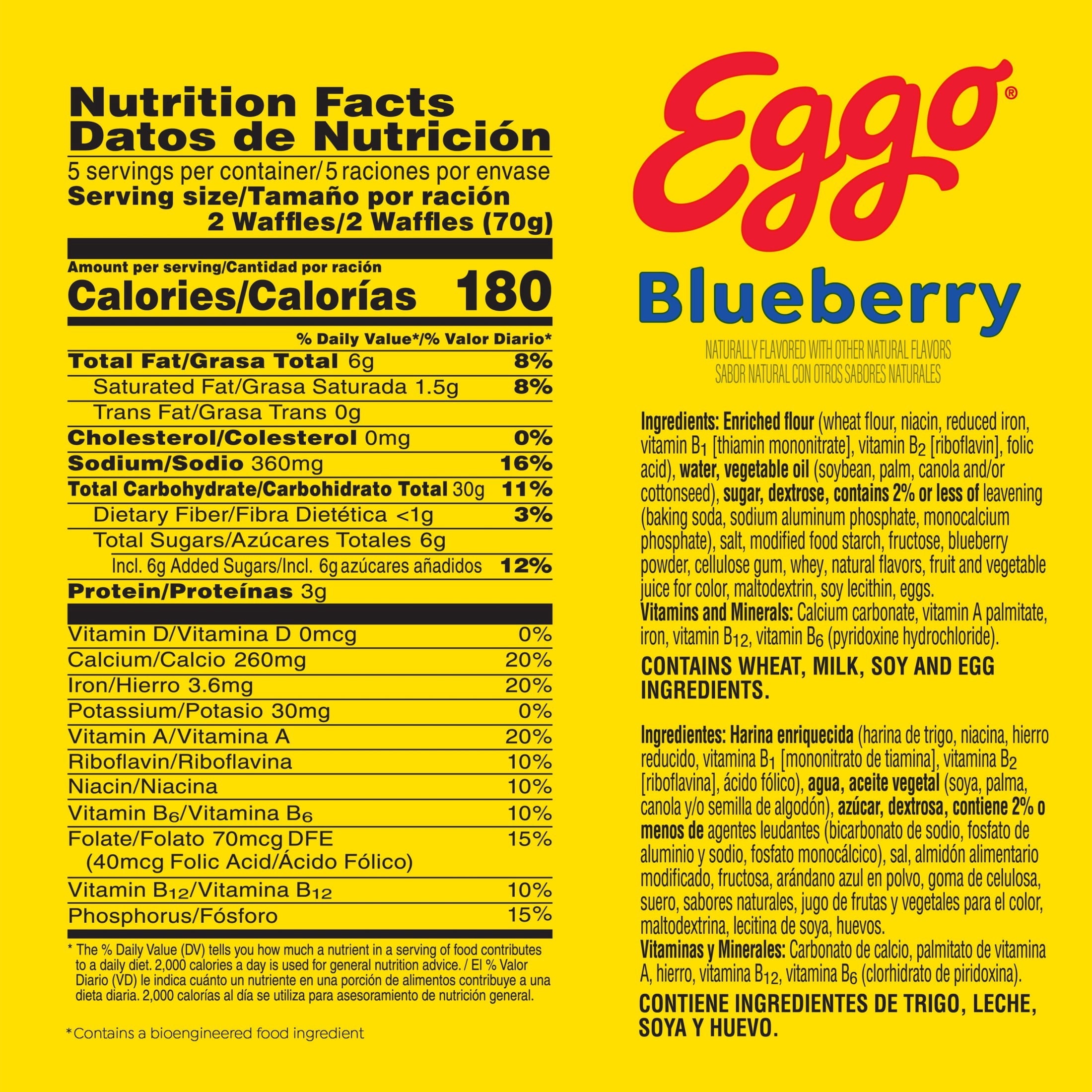 Eggo Blueberry Waffles Frozen Breakfast 12.3 Oz 10 Count