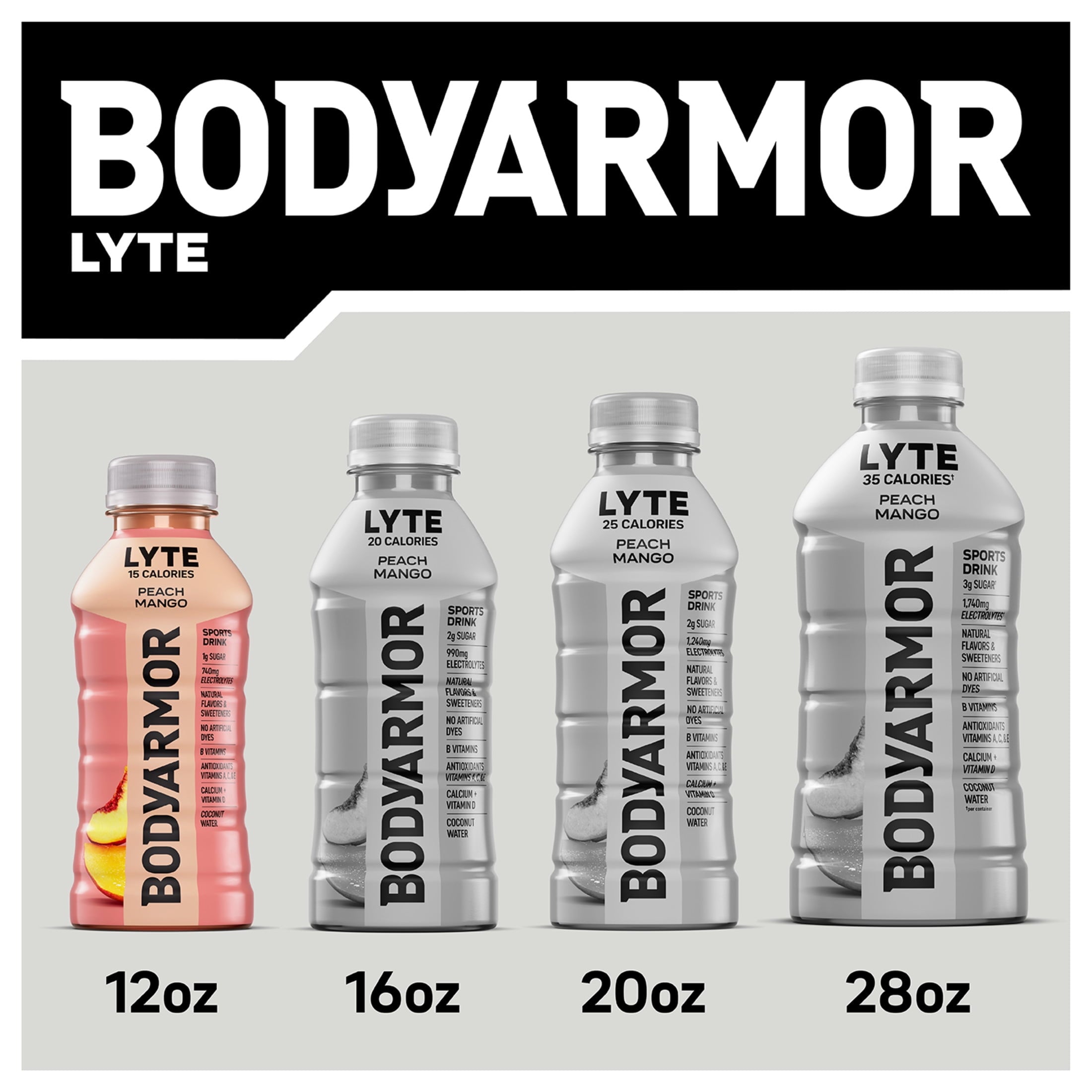 BODYARMOR Lyte Peach Mango Electrolyte Sports Drink 12 fl oz 8 Count
