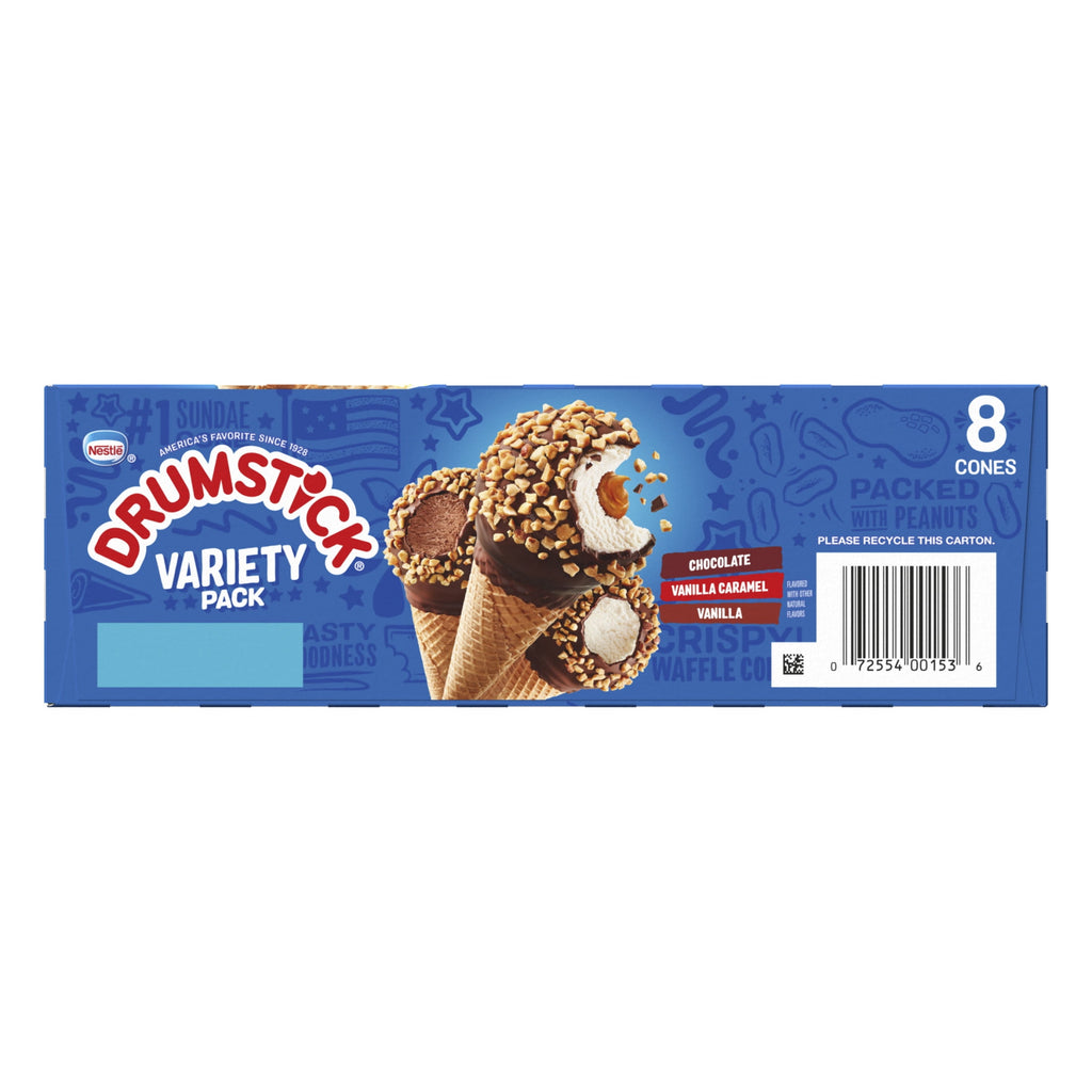 Drumstick Chocolate Vanilla Caramel Sundae Cones Variety Pack 8 Count 36.8 Fl Oz