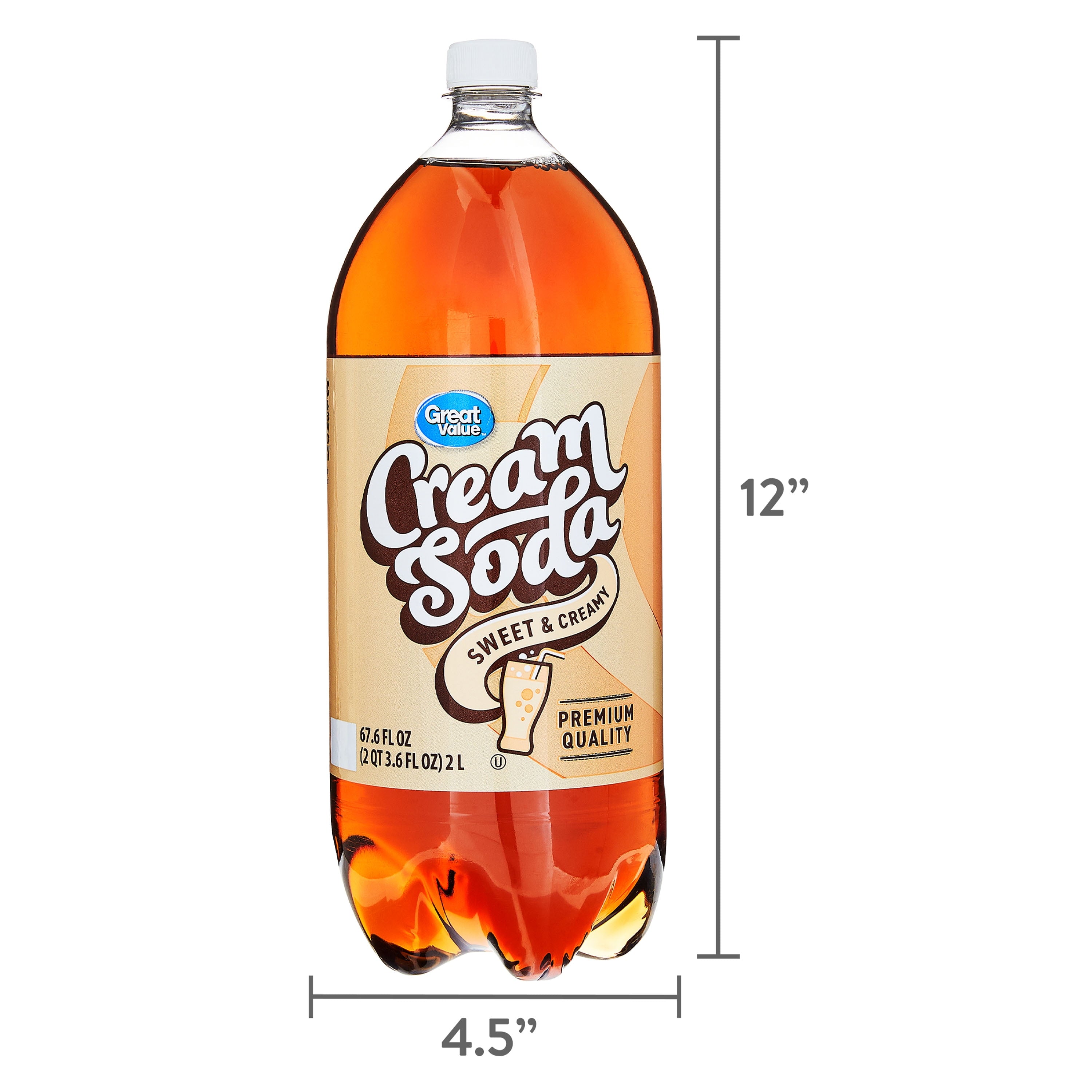 Great Value Cream Soda Pop Bottle 2 L