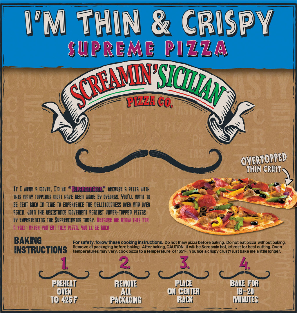 Screamin' Sicilian Thin Crust Supreme Frozen Pizza 20.55 Oz