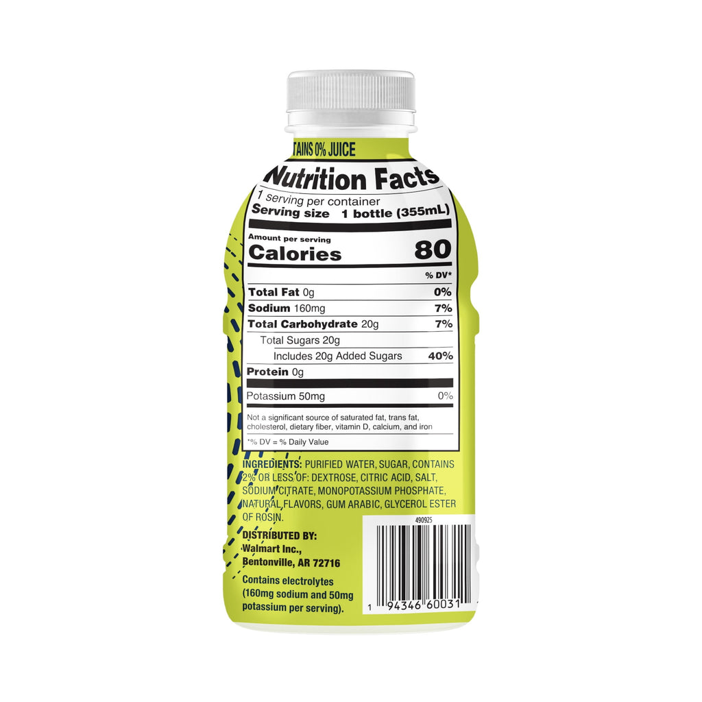 Great Value Sport Hydration Beverage Variety Pack Fruit Punch Lemon Lime Mixed Berry 12 fl oz 18 Count