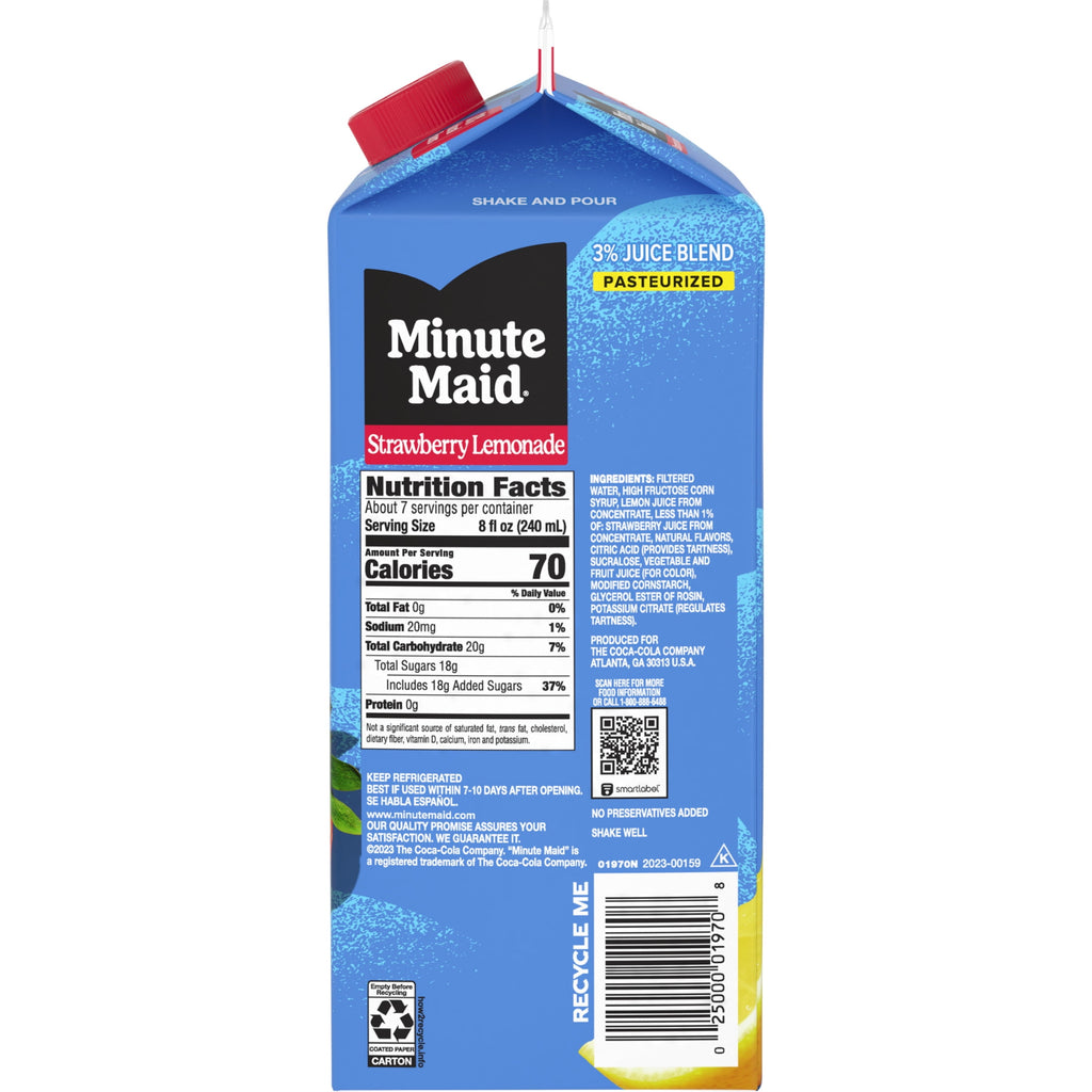 Minute Maid Strawberry Lemonade Juice Drink Carton 59 fl oz