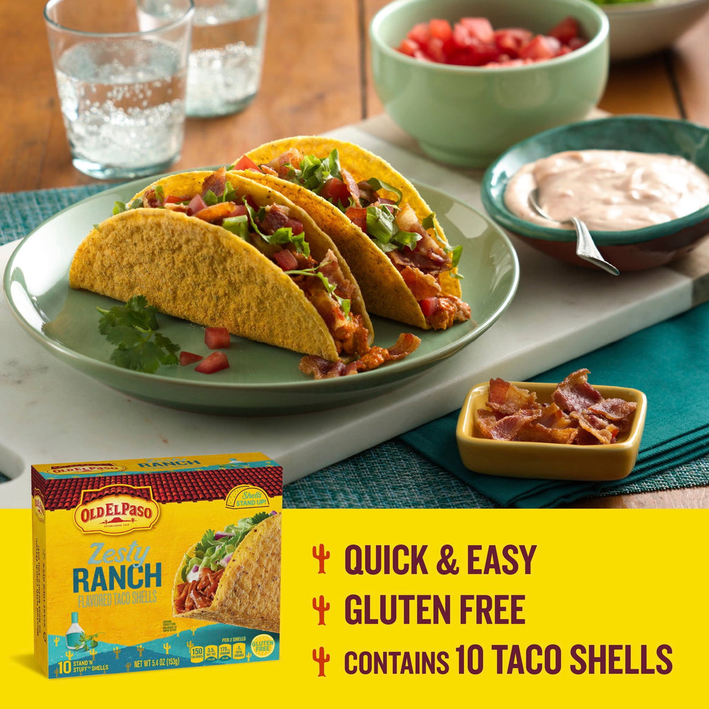Stand 'N Stuff Crunchy Taco Shells Zesty Ranch 5.4 Oz 10 Count