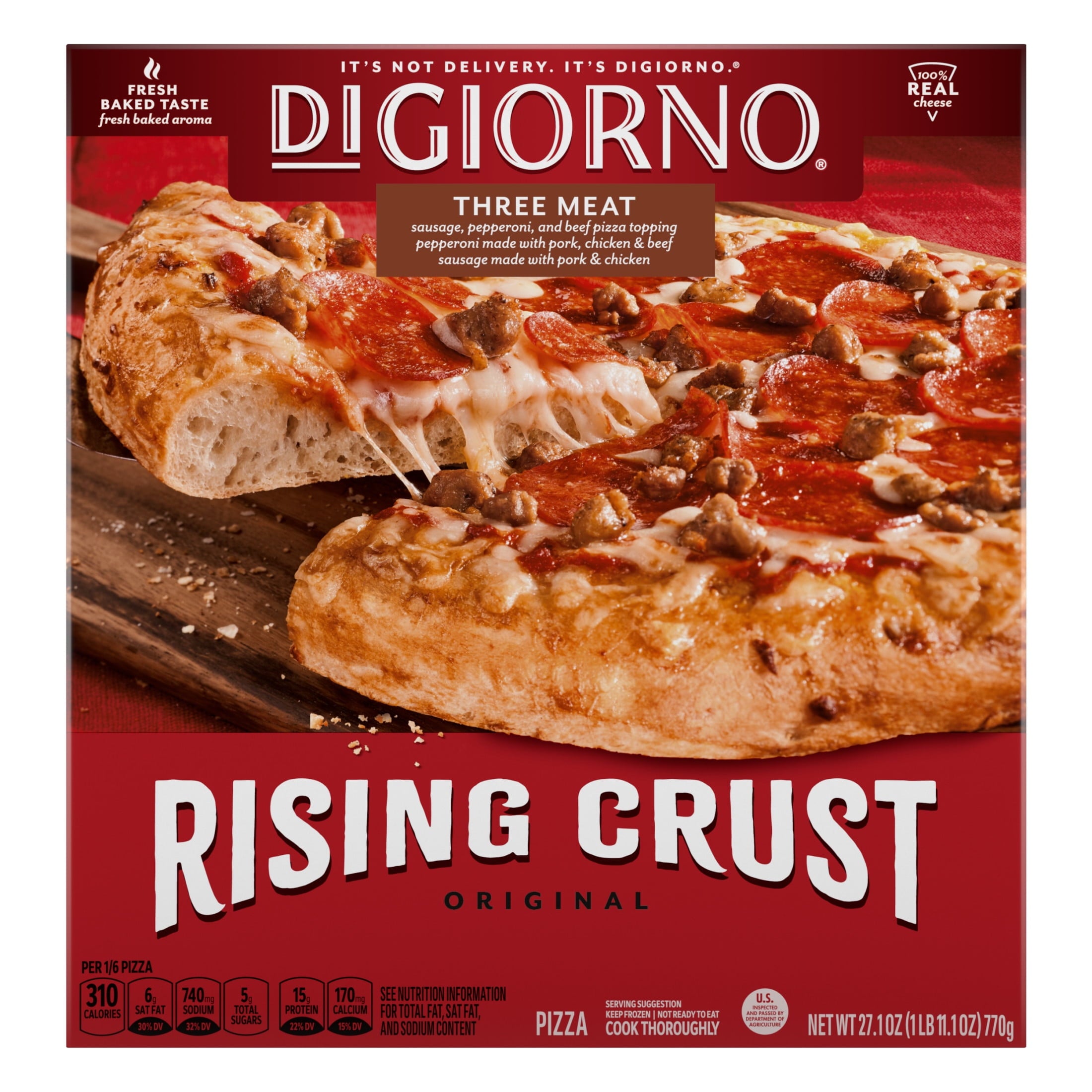 DiGiorno Rising Crust Three Meat Frozen Pizza 27.1 Oz