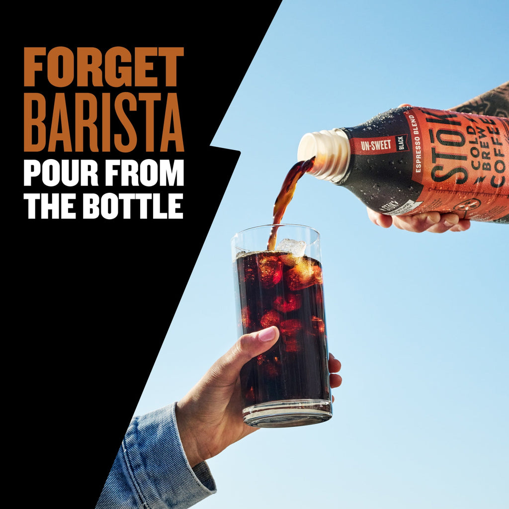 SToK Espresso Blend Naturally Caffeinated Dark Roast Black Unsweetened Cold Brew Coffee 48 fl oz Bottle