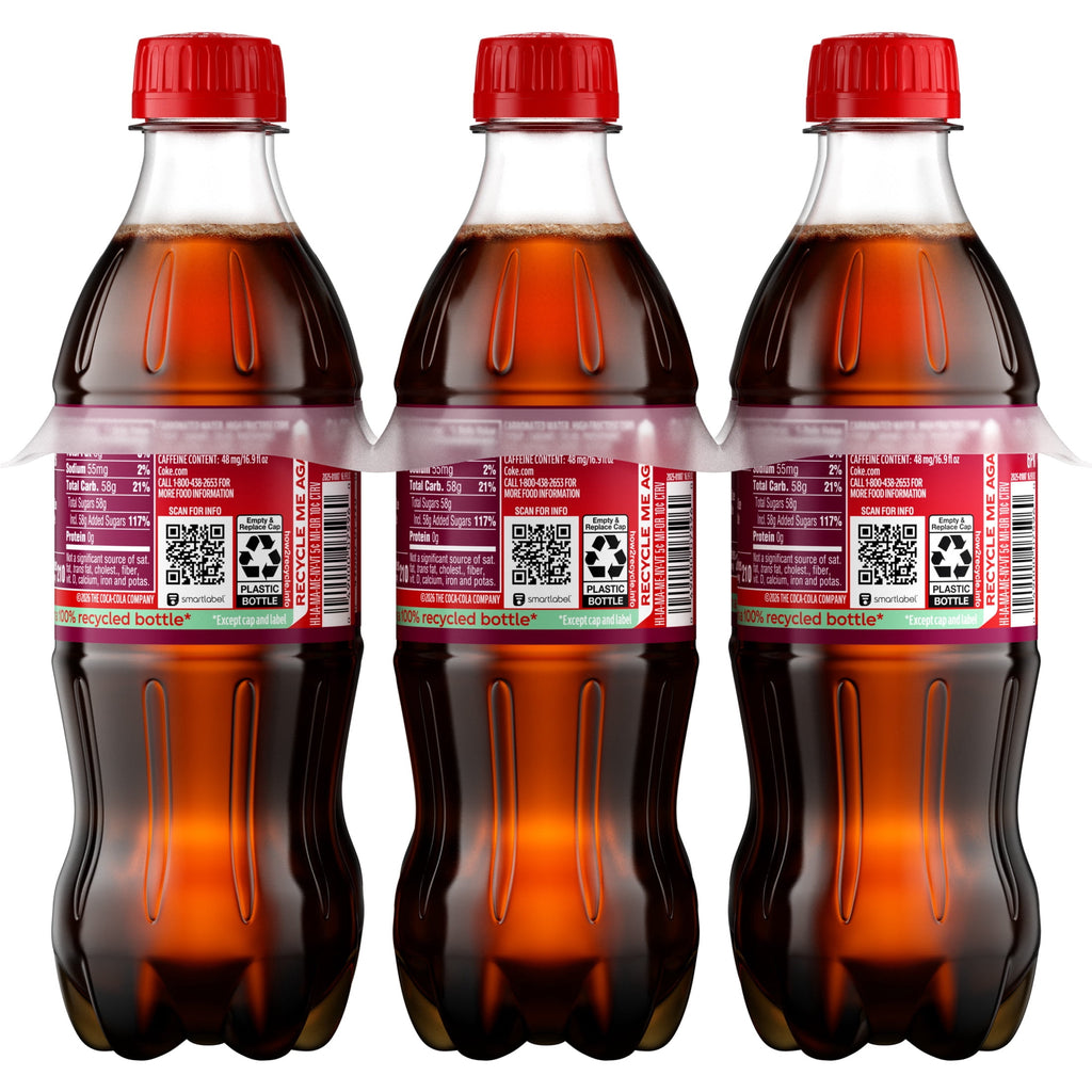 Cherry Soda Pop Bottles 16.9 Fl Oz 6 Pack Coca-Cola