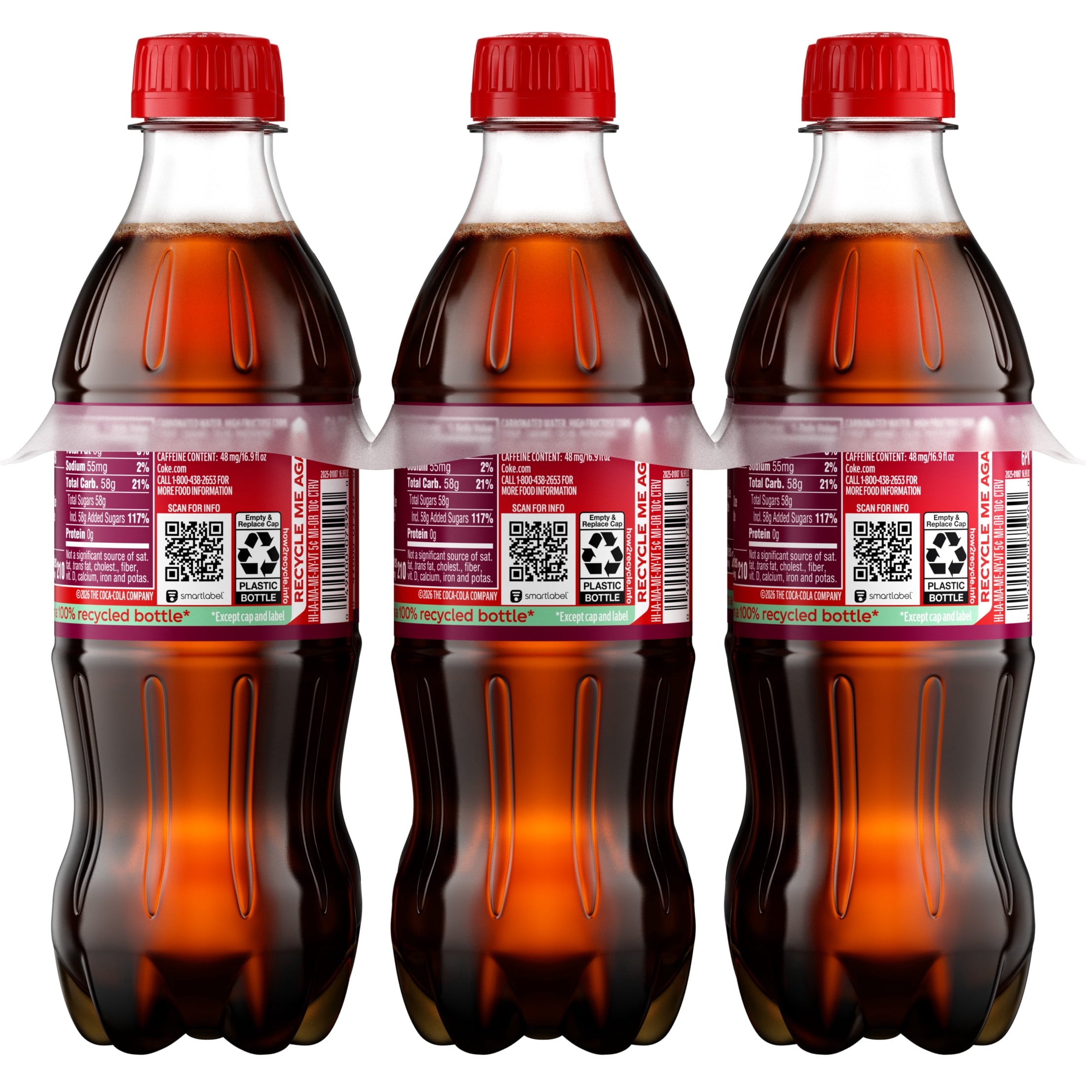 Cherry Soda Pop Bottles 16.9 Fl Oz 6 Pack Coca-Cola