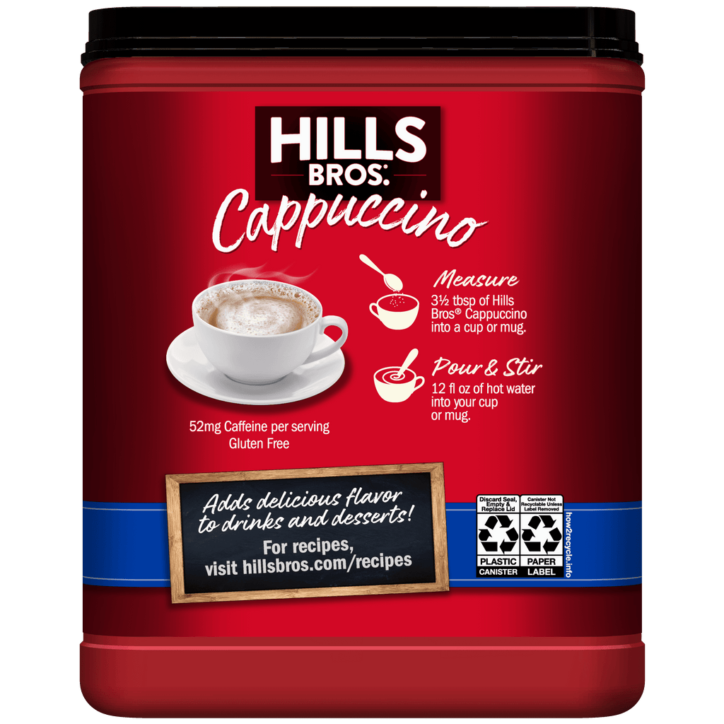 Hills Bros French Vanilla Naturally Caffeinated Medium Instant Cappuccino Mix 16 oz Canister