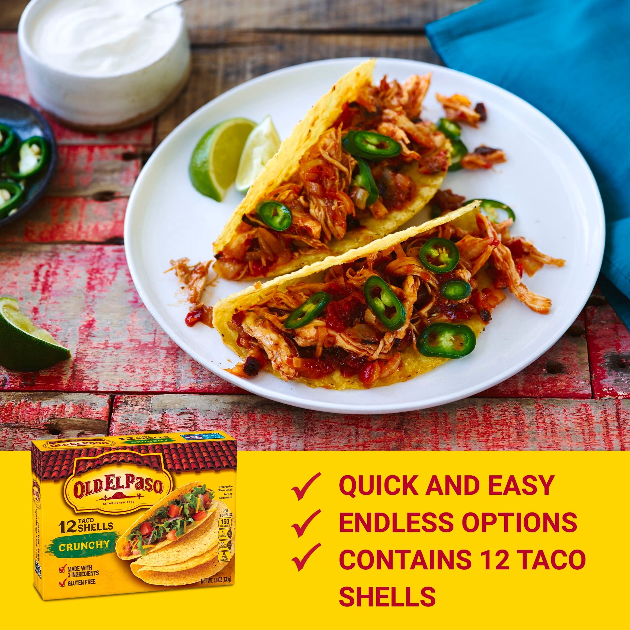 Crunchy Taco Shells 4.6 Oz 12 Count Old El Paso