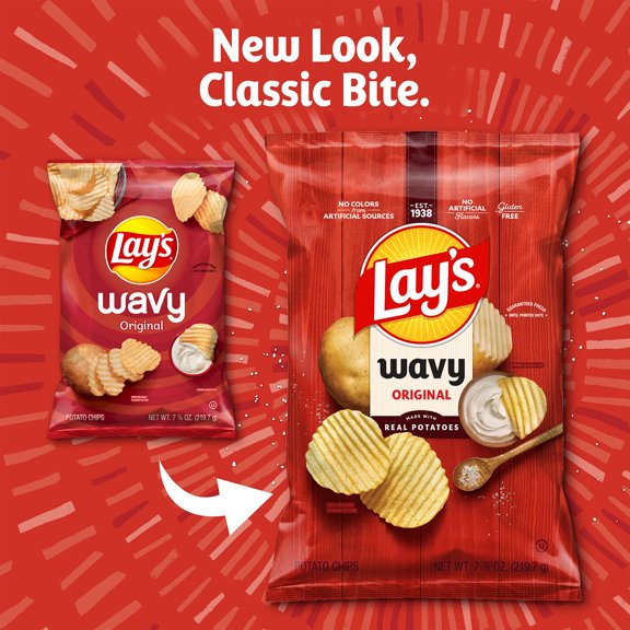 Original Flavored Wavy Potato Chips 7.75 Oz 1 Count Lay's
