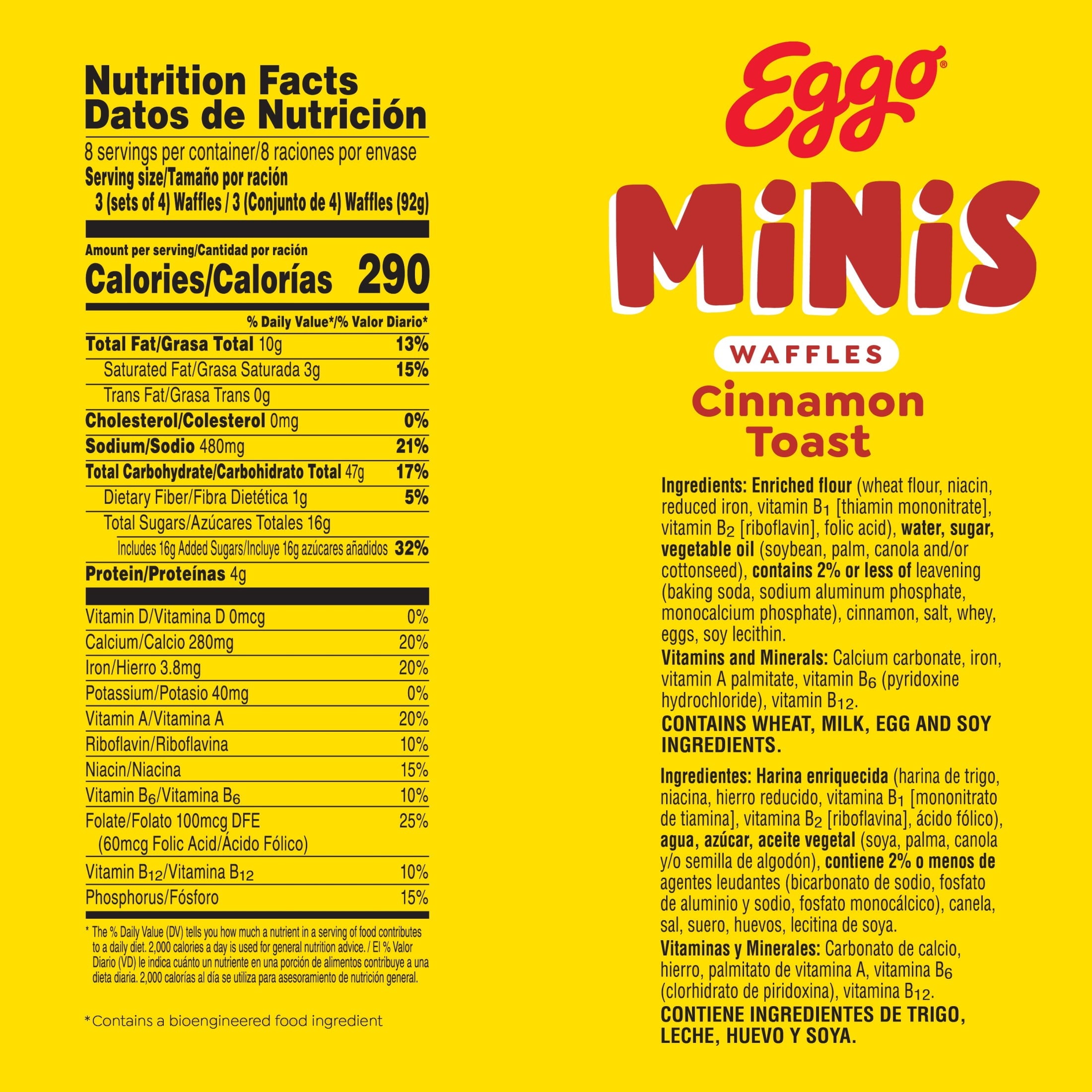 Eggo Minis Cinnamon Toast Waffles Frozen 25.8 Oz 24 Count