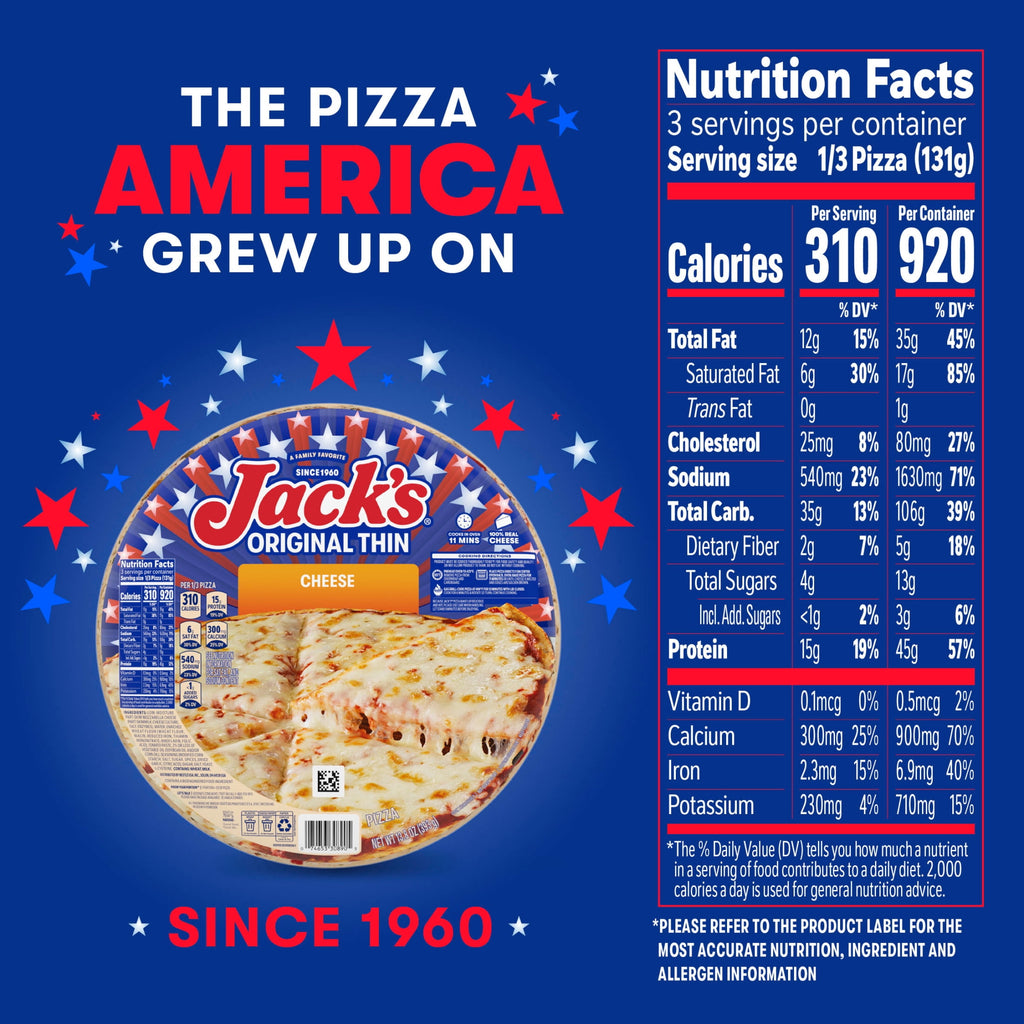 Jack's Original Thin Crust Cheese Pizza Frozen 13.8 Oz