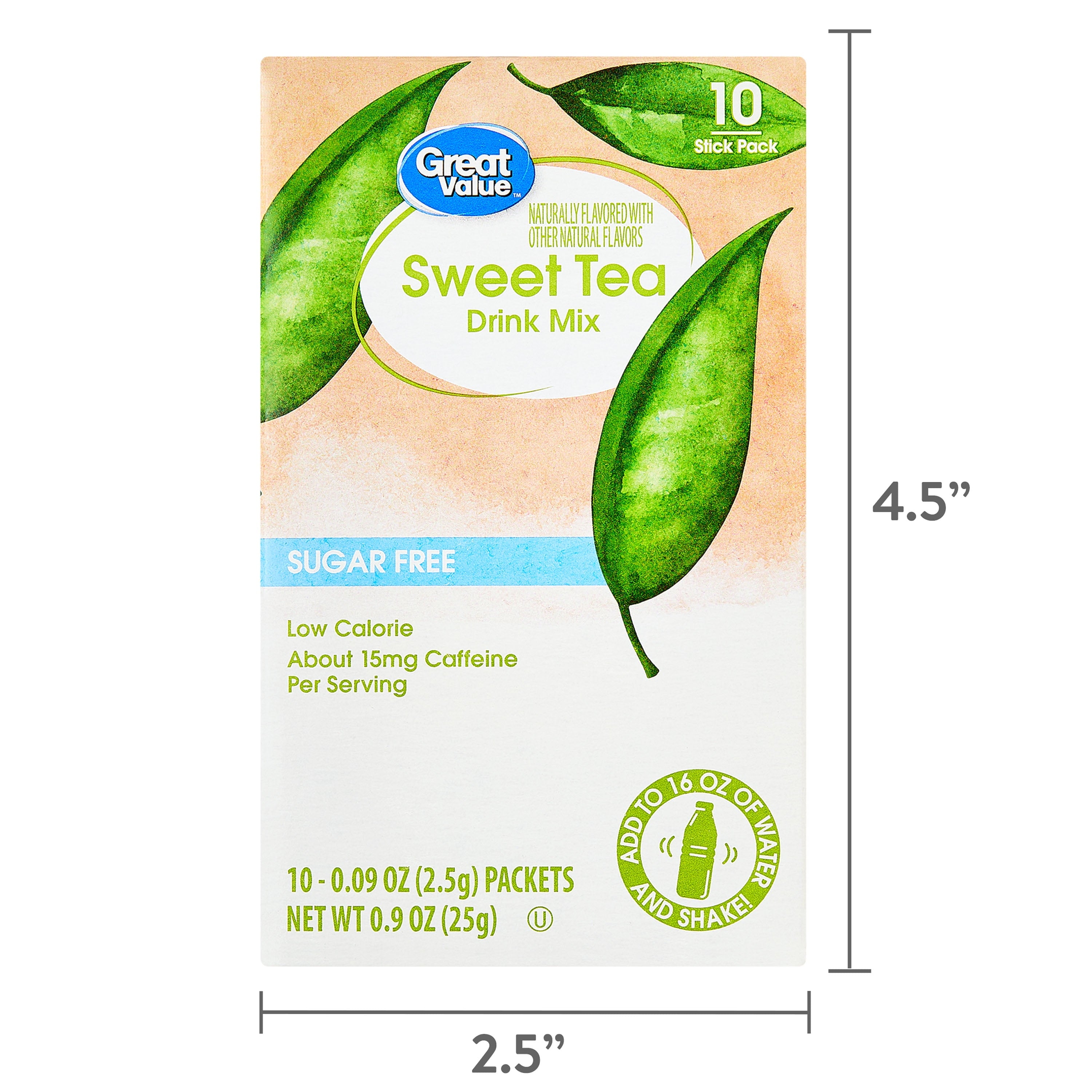 Great Value Sweet Tea Naturally Caffeinated Instant Iced Tea Mix 0.09 oz 10 Count