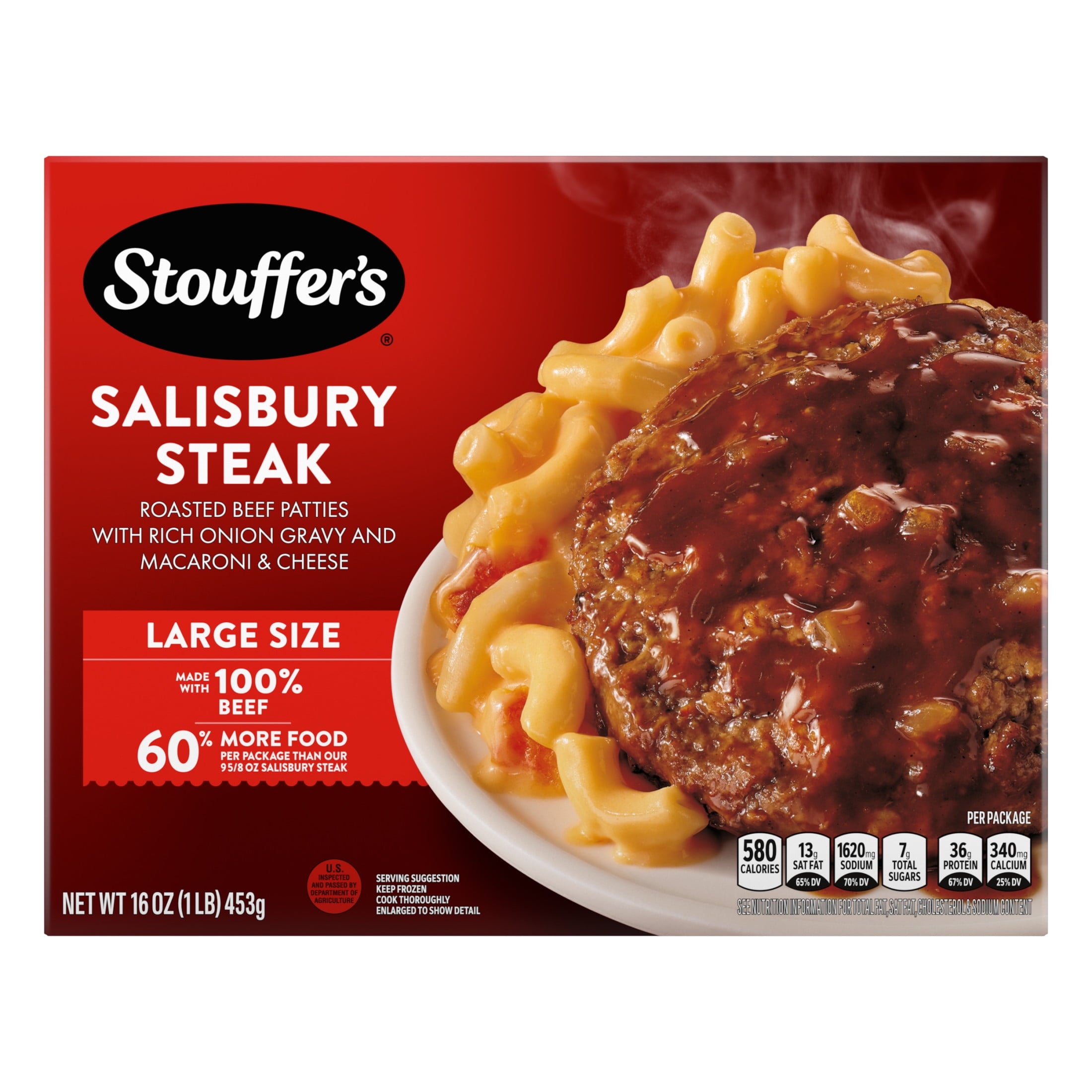 Stouffer's Salisbury Steak Large Size Meal Frozen 16 Oz