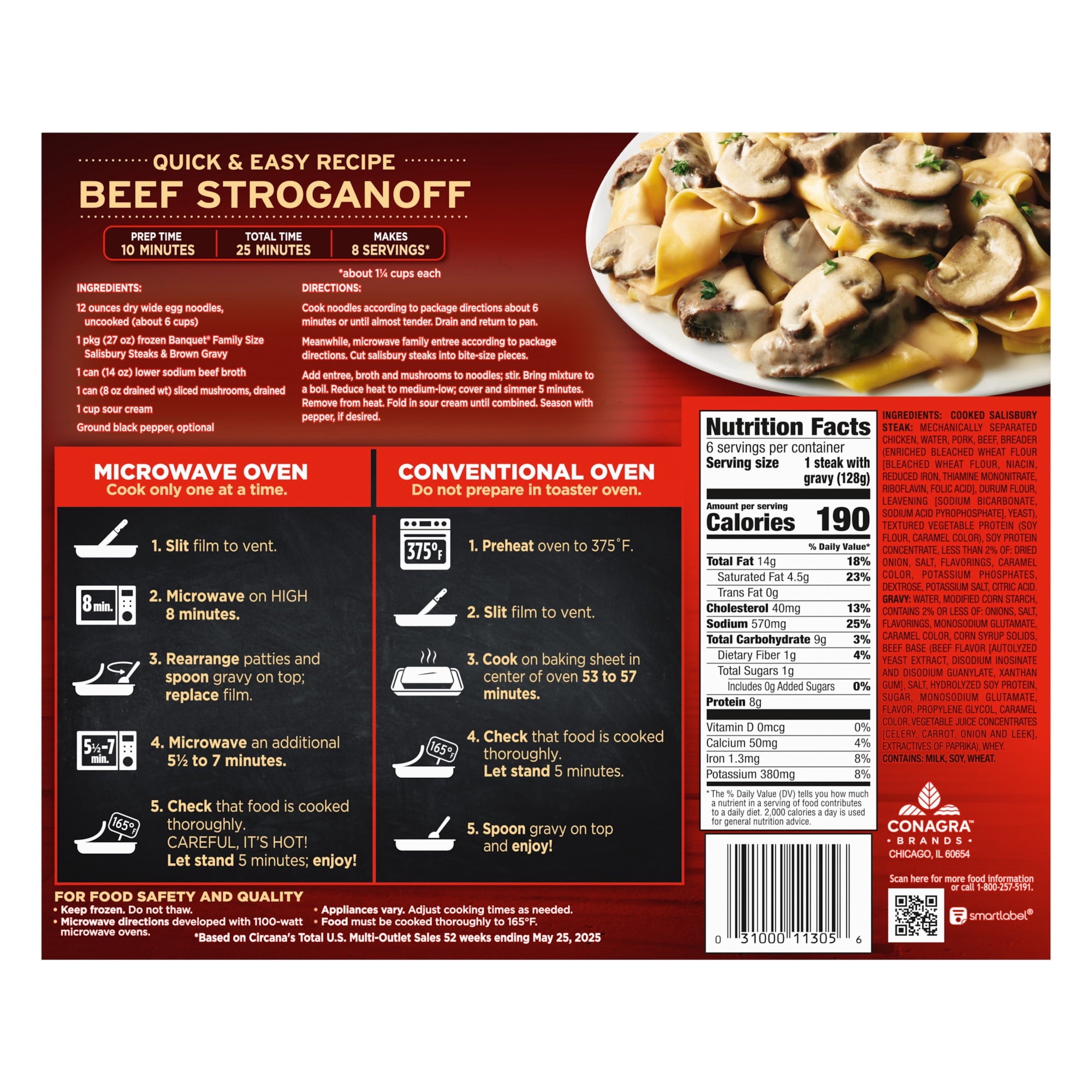 Banquet Salisbury Steaks & Brown Gravy Frozen Family Meal 27 Oz