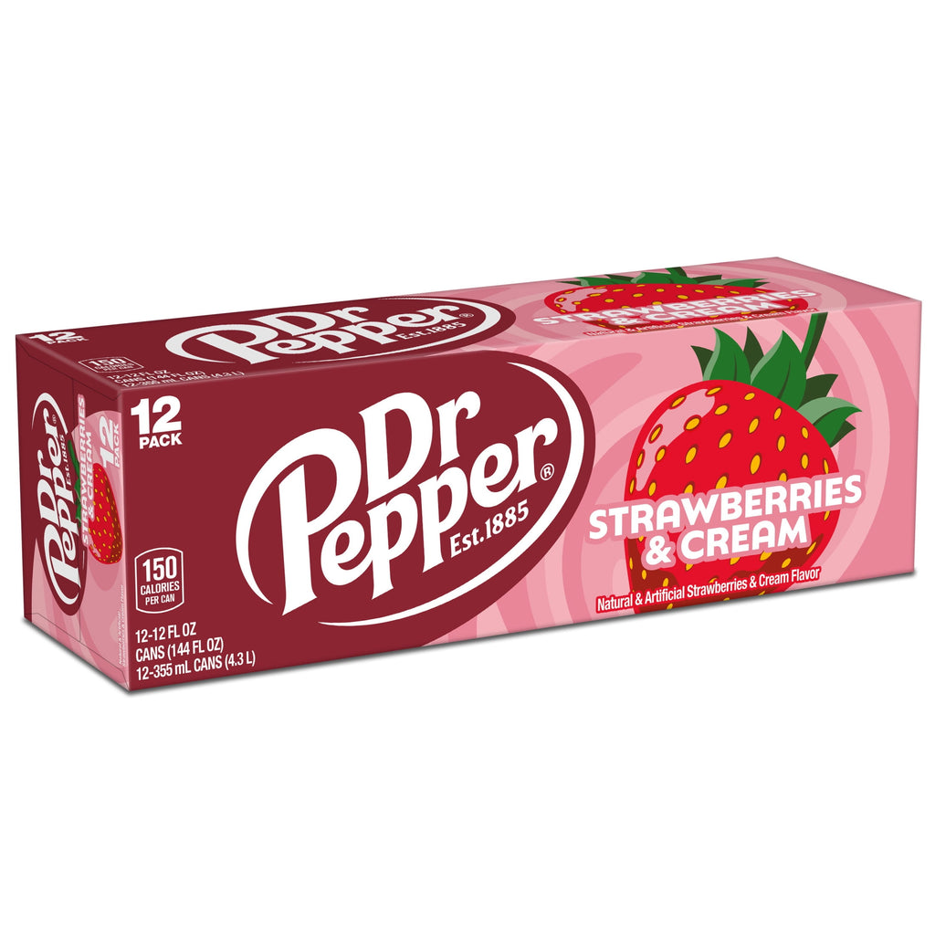 Strawberries and Cream Soda Pop Cans 12 Fl Oz 12 Pack Dr. Pepper