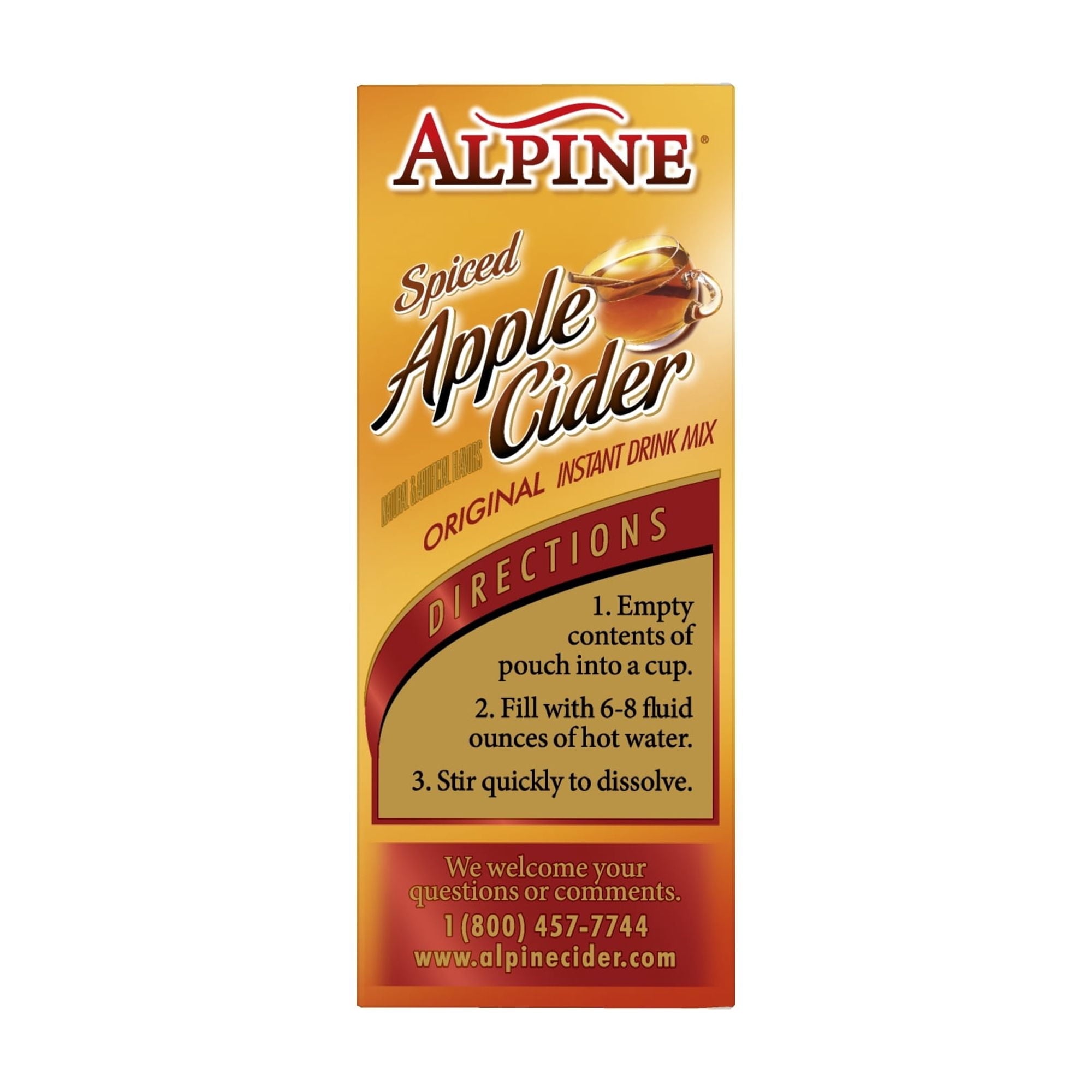 Alpine Spiced Cider Original Powdered Drink Mix Apple 10 Pouches