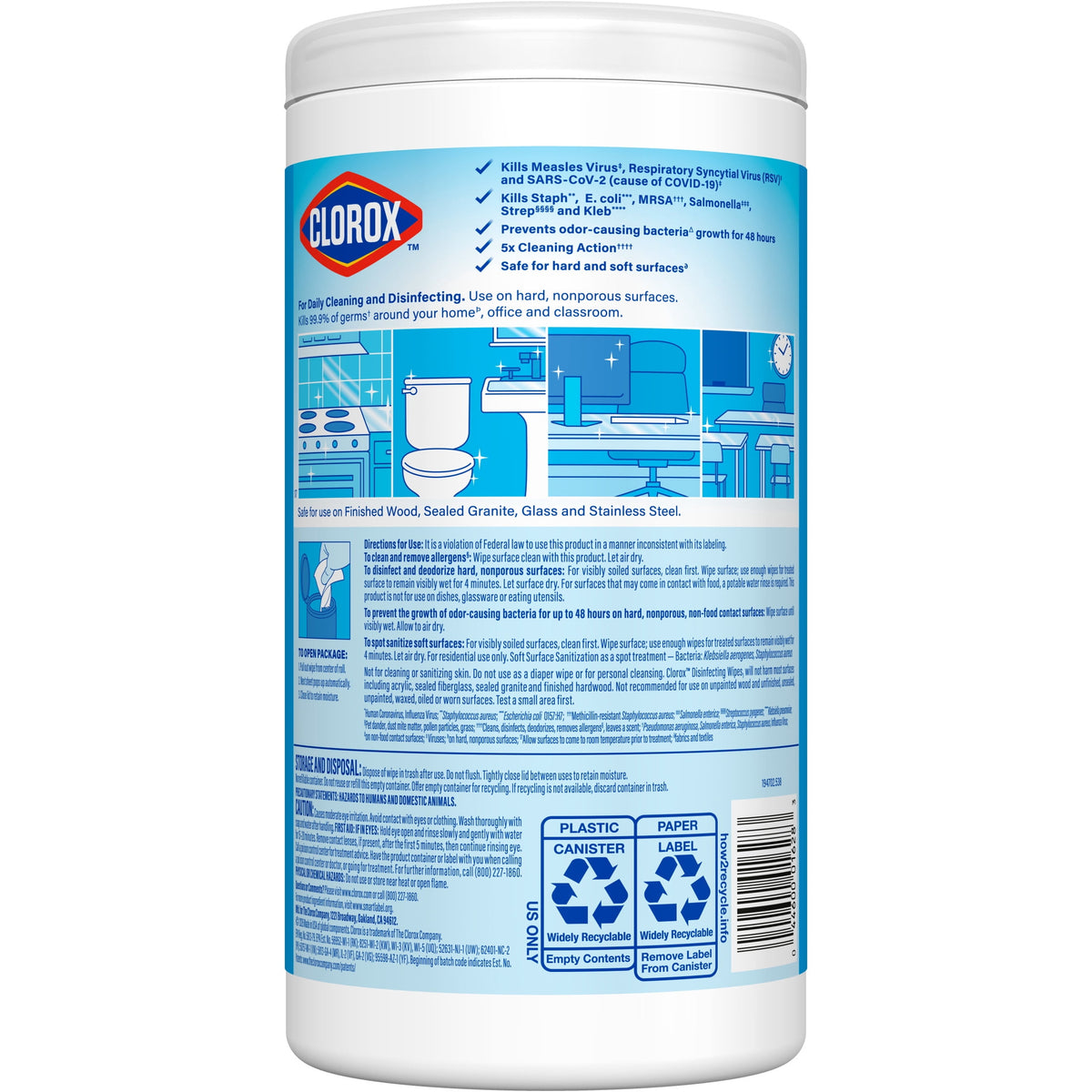 Clorox Disinfecting Wipes Bleach Free Crisp Lemon 75 Count