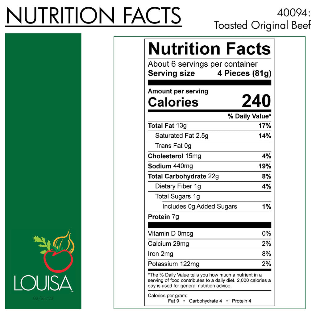 Louisa Original Beef Toasted Ravioli Frozen 16 Oz Box 24 Count